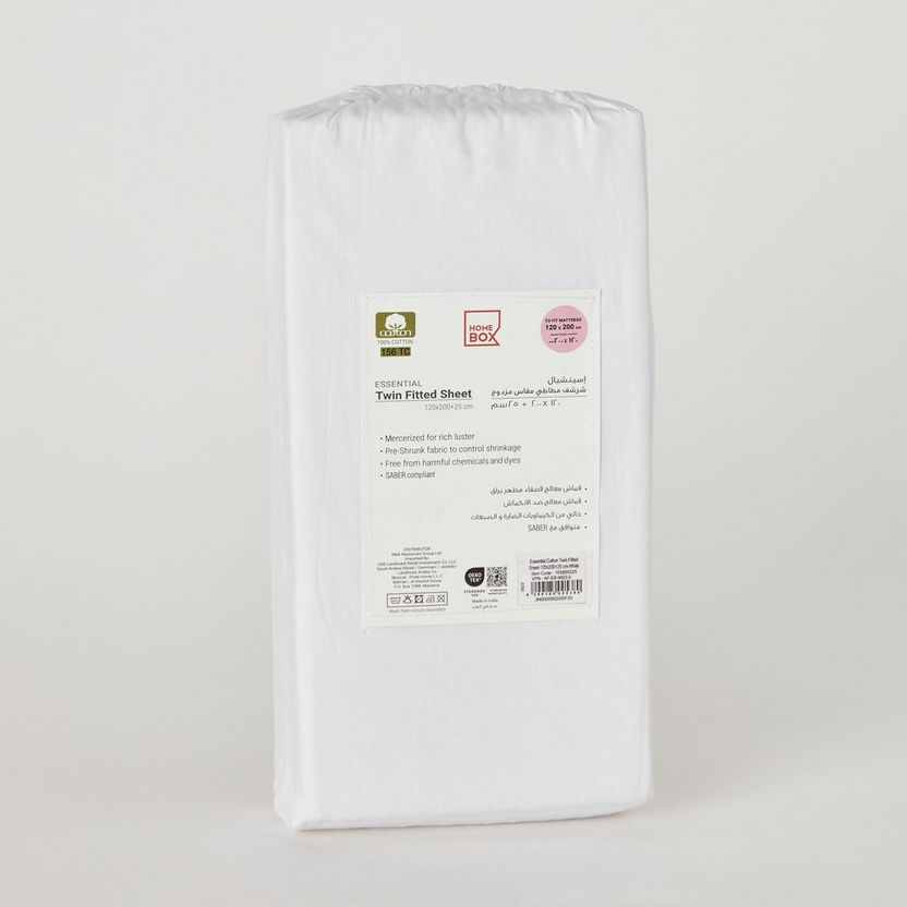 Essential Cotton Twin Fitted Sheet - 120x200+25 cm-Sheets and Pillow Covers-image-6