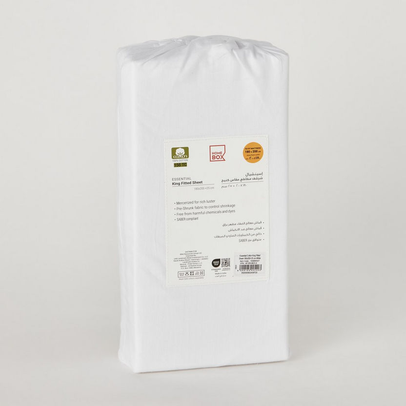 Essential Cotton King Fitted Sheet - 180x200+25 cm-Sheets and Pillow Covers-image-7