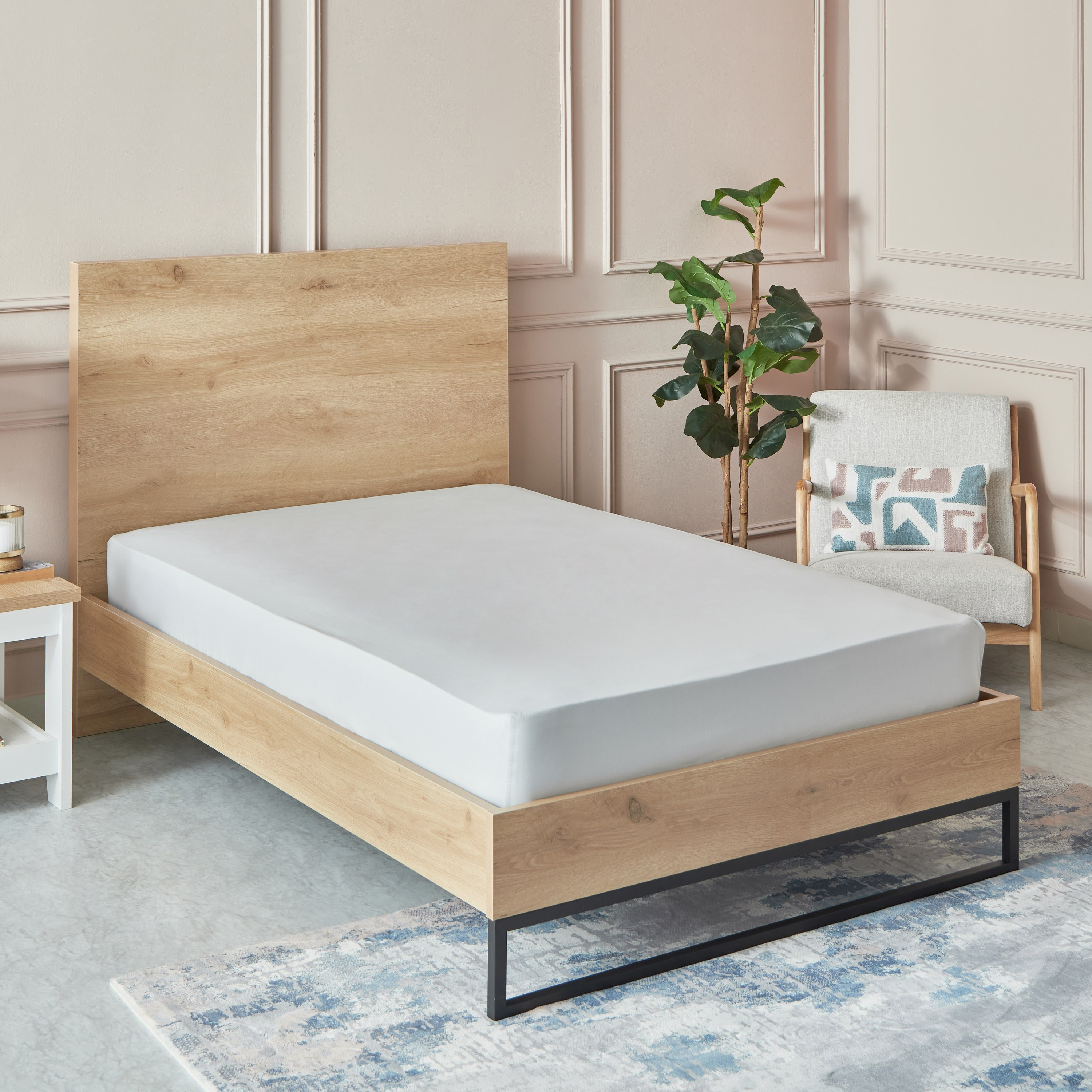 شرشف مطاطي توين قطن بي سي أي من إسنشيال - 120x200+25 سم-hbxhomeware-hbxbedroom-image-1