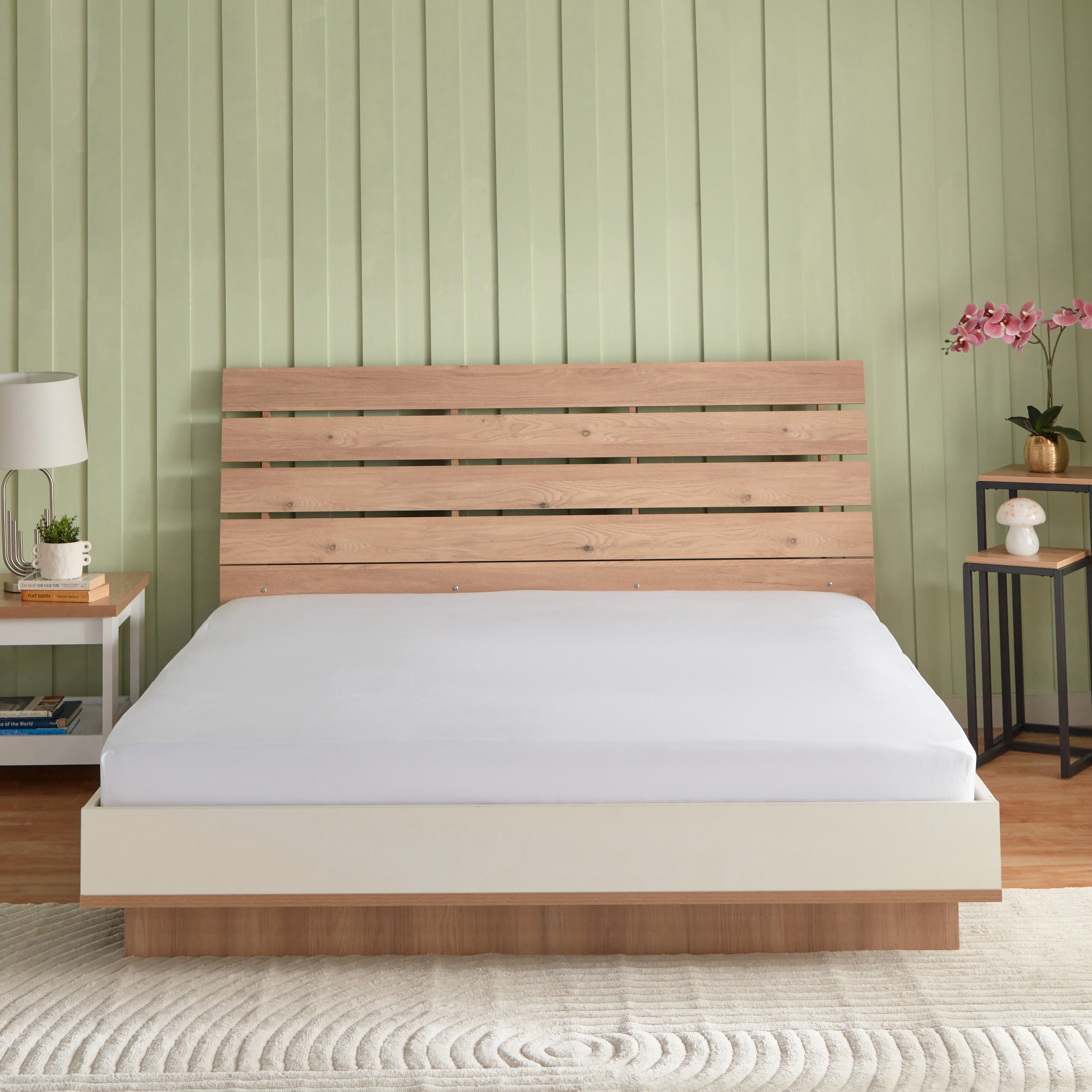 شرشف مطاطي كينج سادة قطن بي سي أي من إسنشيال - 180x210+25 سم-hbxhomeware-hbxbedroom-image-2