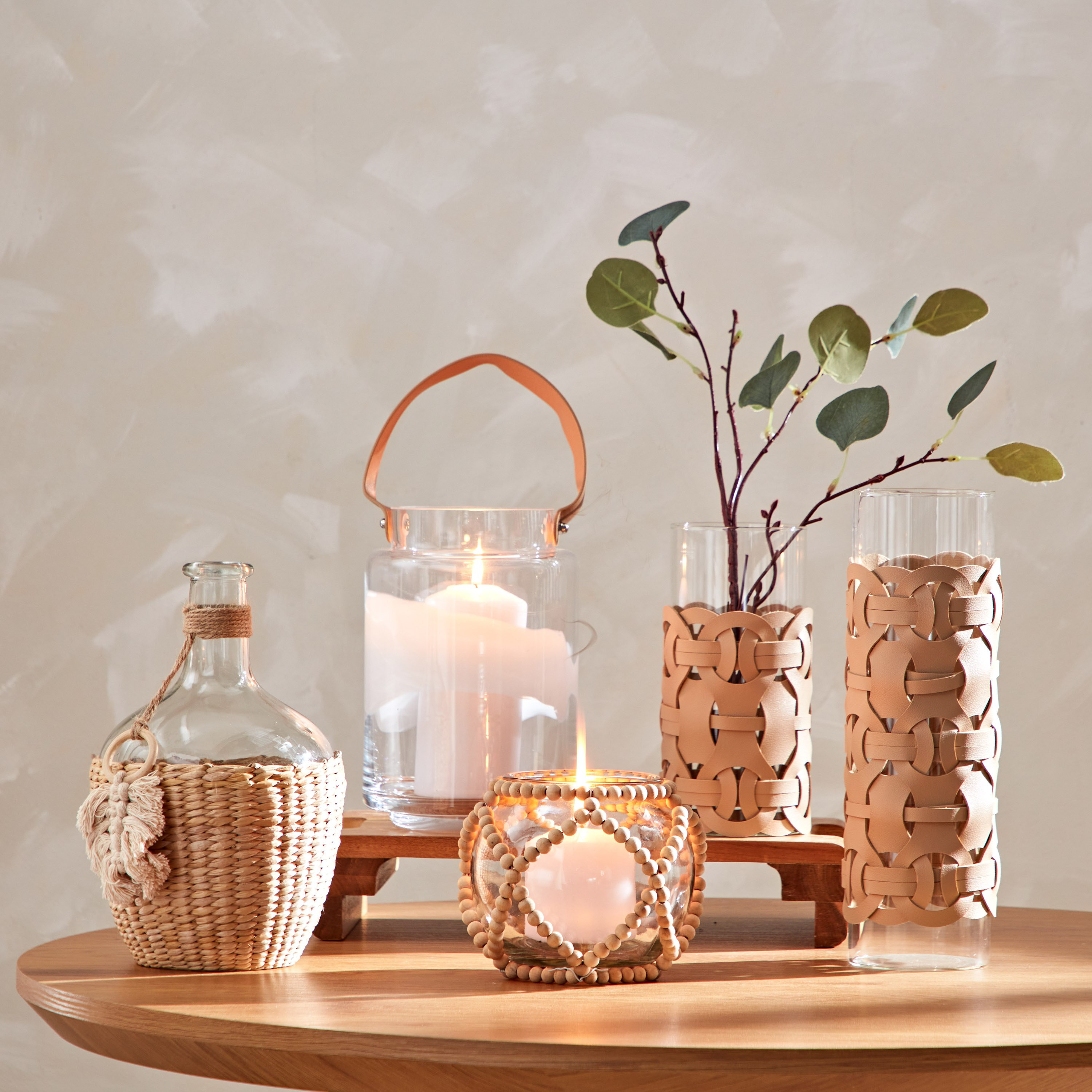Live Clear Glass Vase with Leather Wrapping - 9.8x9.8x20 cm-PROMO_HB_AE_B2G2_011025-image-5