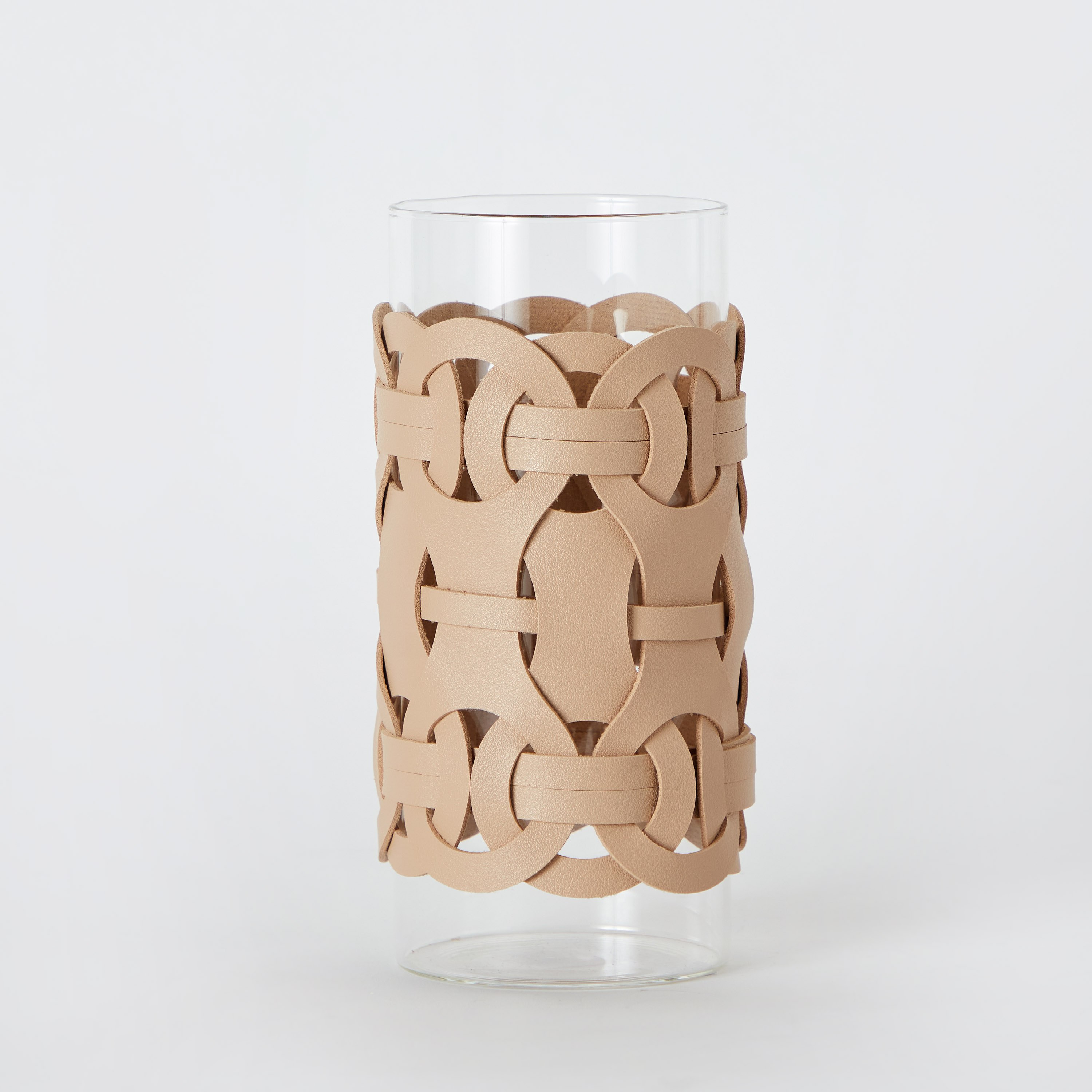 Live Clear Glass Vase with Leather Wrapping - 9.8x9.8x20 cm-PROMO_HB_AE_B2G2_011025-image-6