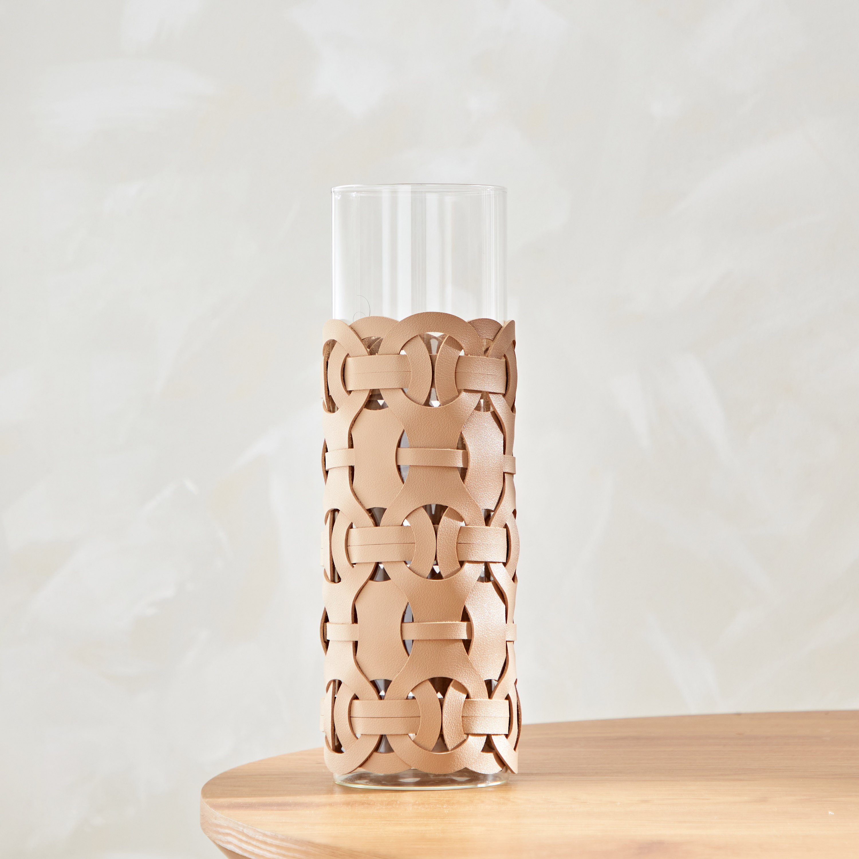 Live Clear Glass Vase with Leather Wrapping - 9.8x9.8x30 cm-PROMO_HB_AE_B1G1_250925-image-2