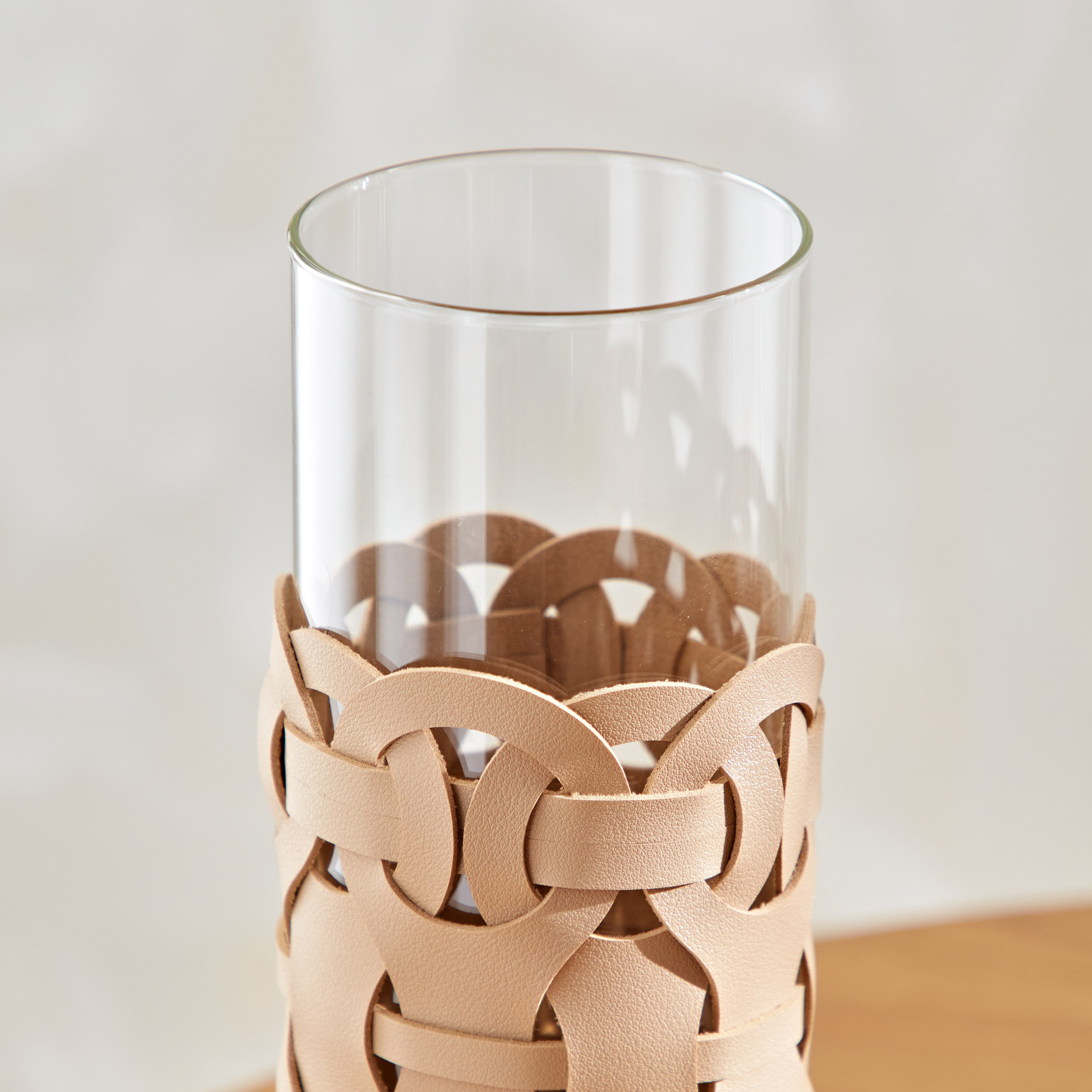 Live Clear Glass Vase with Leather Wrapping - 9.8x9.8x30 cm-PROMO_HB_AE_B1G1_250925-image-3