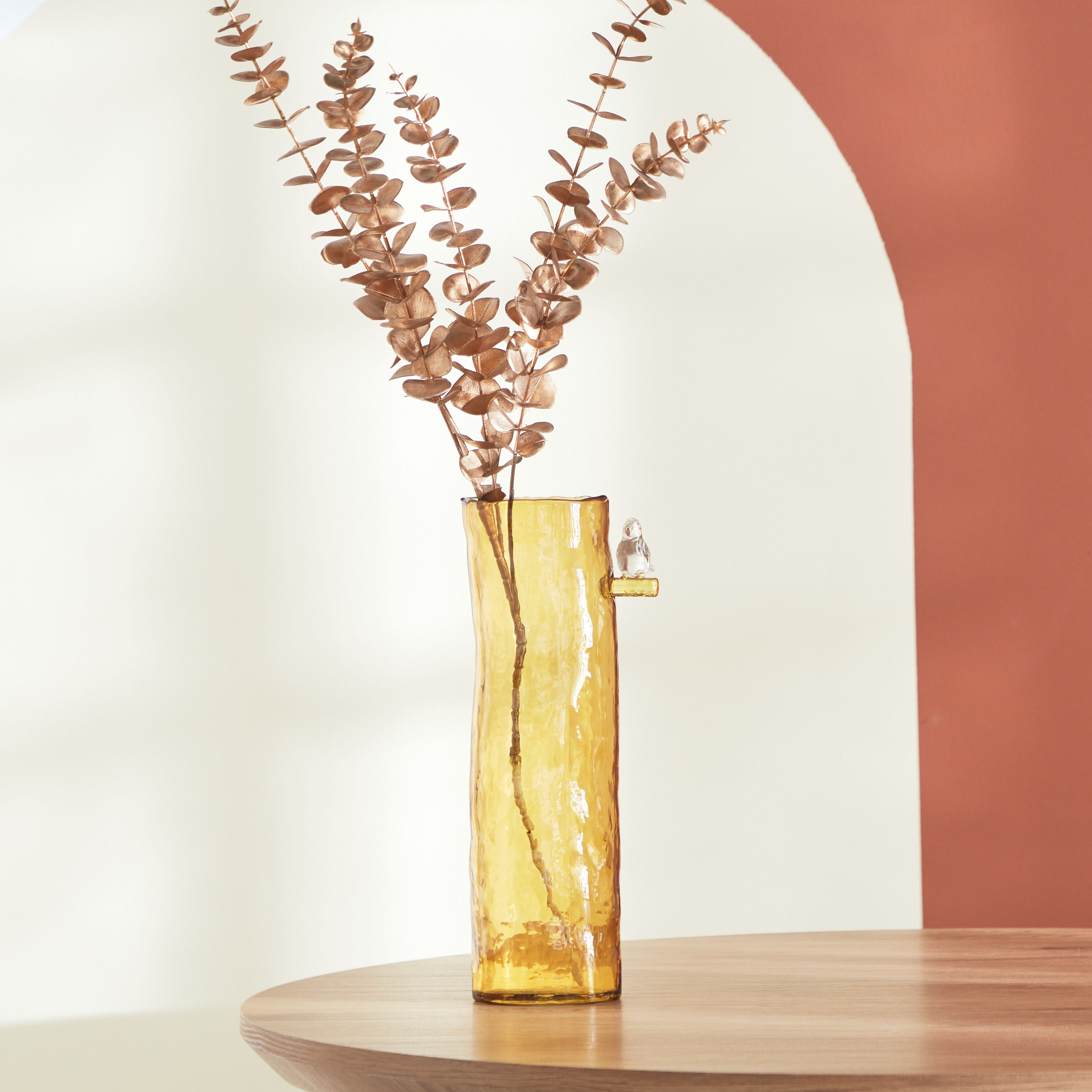 مزهرية بيردي زجاج ملونة - ليف - 13.5x9.5x32 سم-hbxhomeware-hbxdecorandfurnishings-image-1