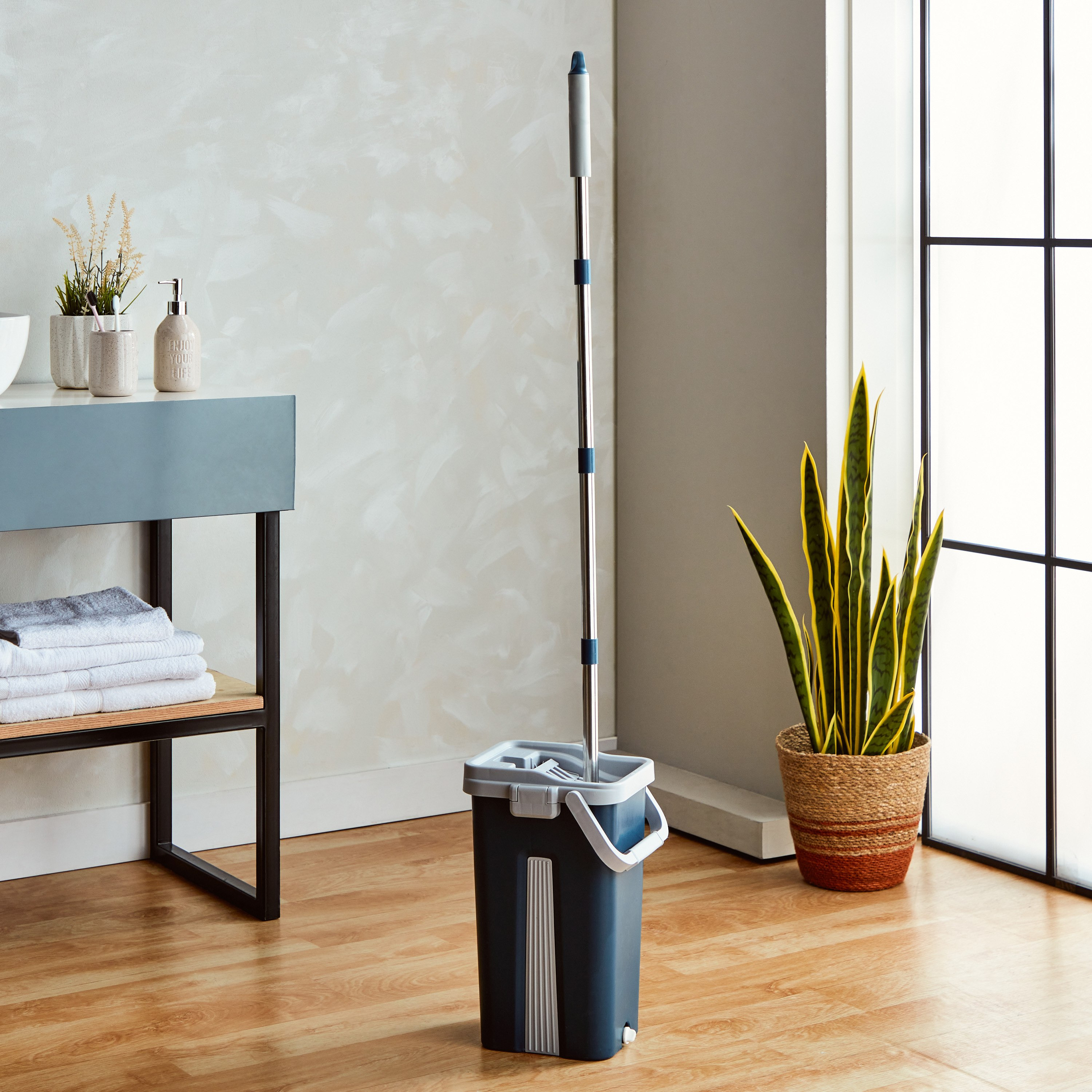 طقم دلو تنظيف يدور 360 درجة سليم من سبينتك - 10 لتر-hbxbathroom-laundry-cleaningaccessories-image-1