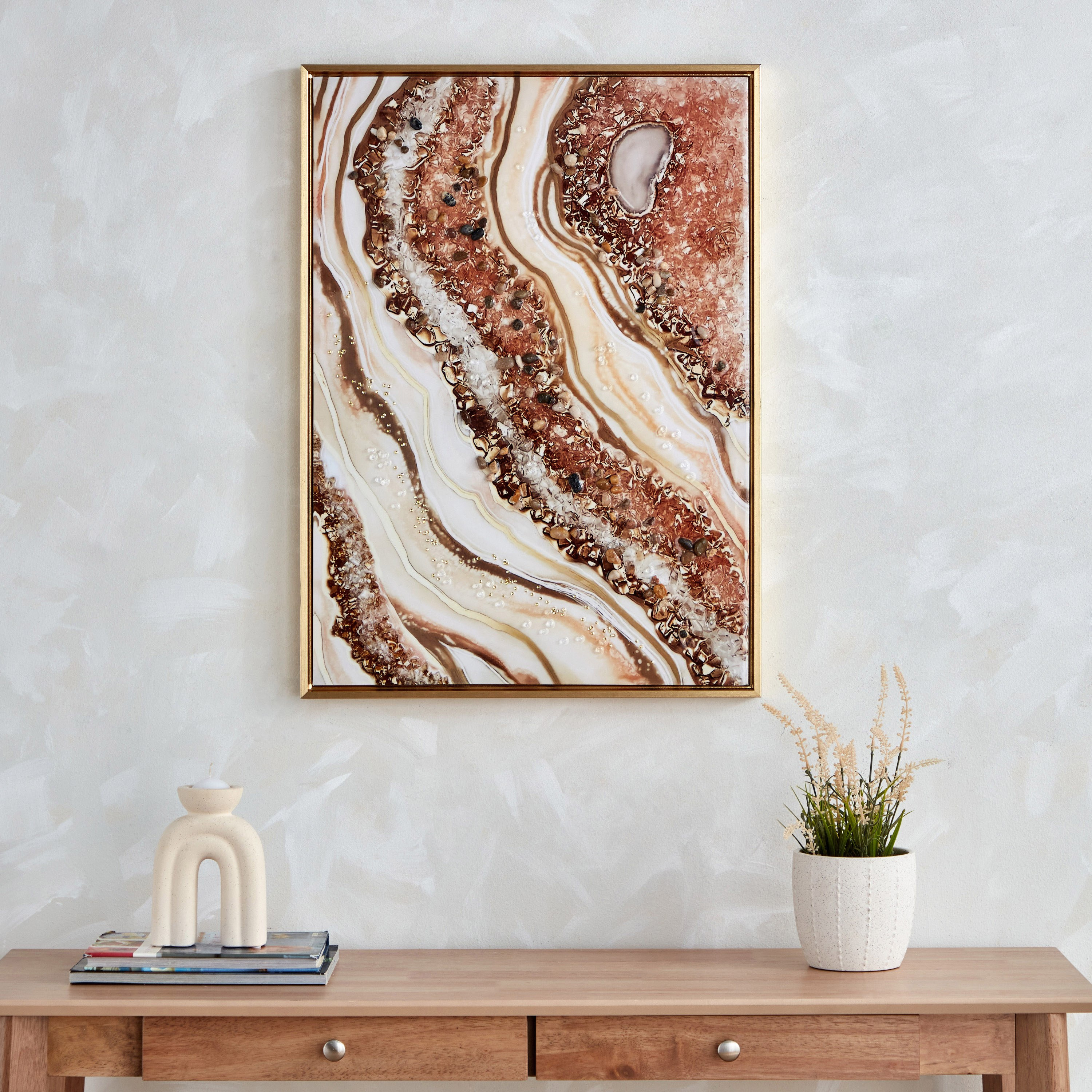 لوحة مؤطّرة مرسومة يدويًا بتفاصيل لامعة من ليتا - 53x3.5x73 سم-hbxhomeware-hbxdecorandfurnishings-image-1