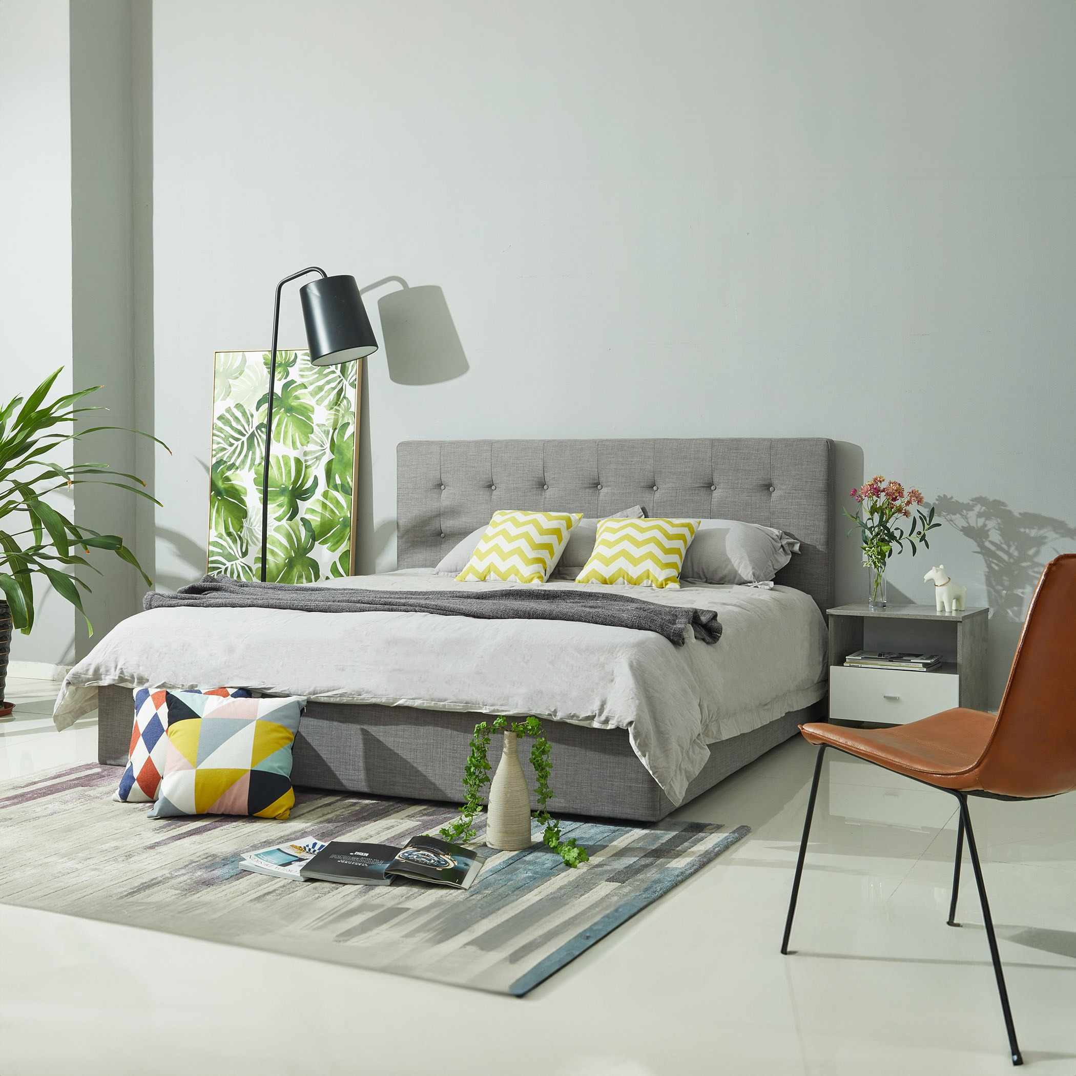 Oakland Hydraulic Storage Upholstered King Bed - 180x200 cm-hbxfurniture-bedsandbedsets-beds-king-image-1