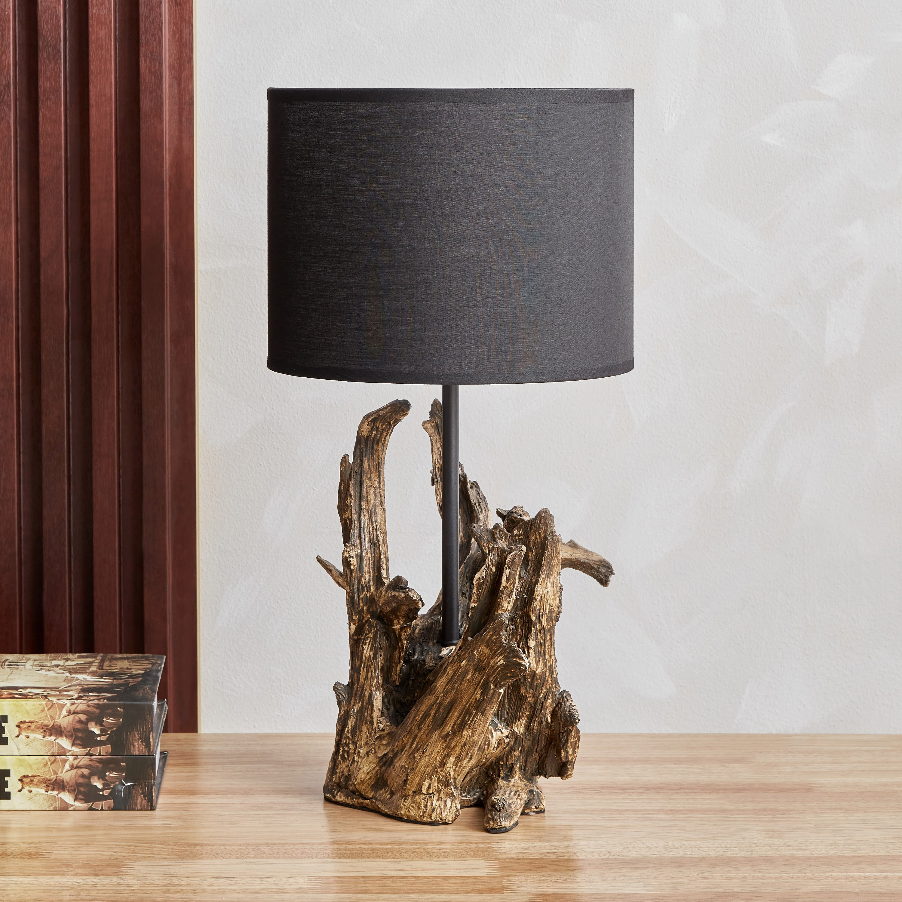 مصباح طاولة بقاعدة راتنج خشبية مع غطاء من نوفالي - 50.5 سم-hbxbedroom-lighting-tablelamps-image-1