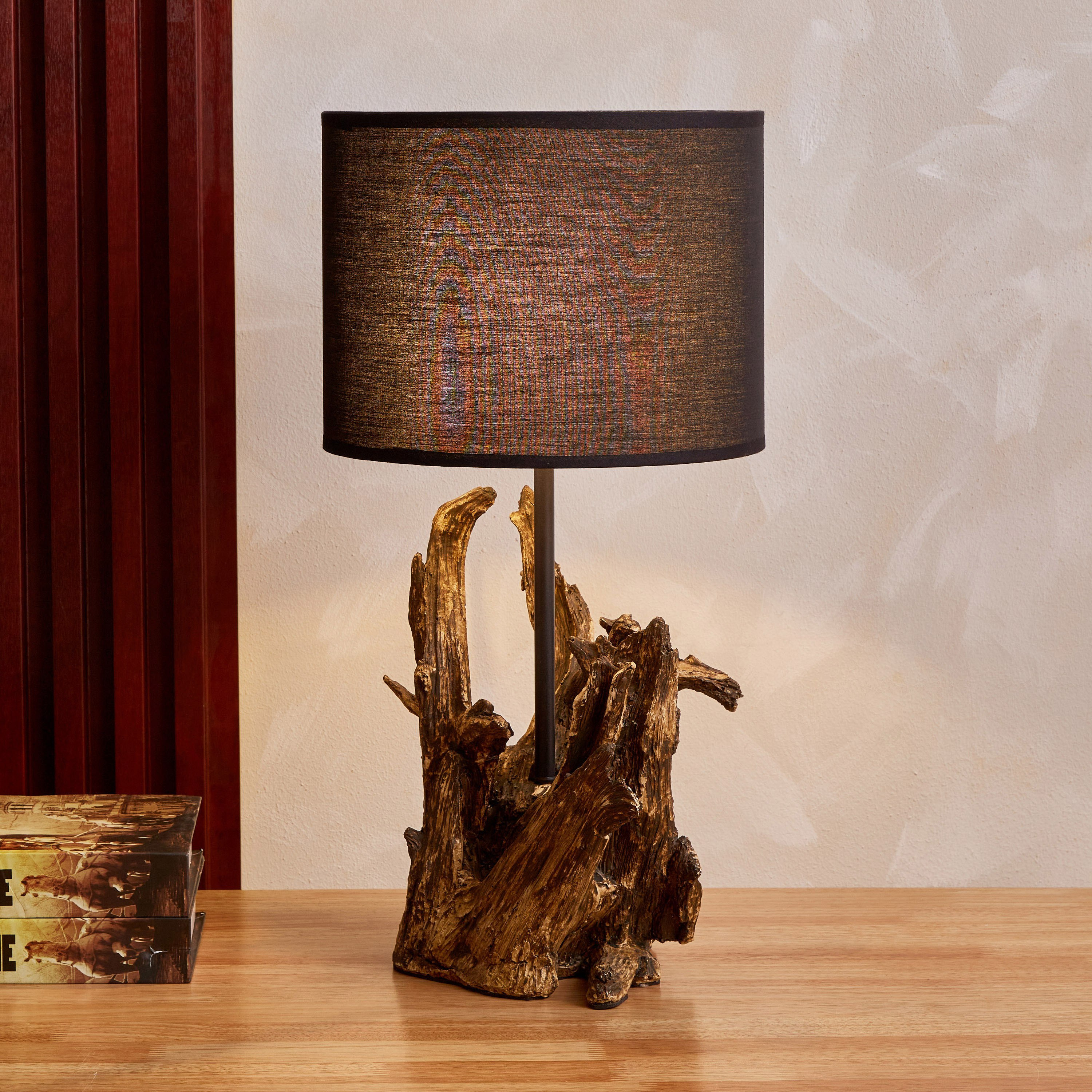 مصباح طاولة بقاعدة راتنج خشبية مع غطاء من نوفالي - 50.5 سم-hbxbedroom-lighting-tablelamps-image-2