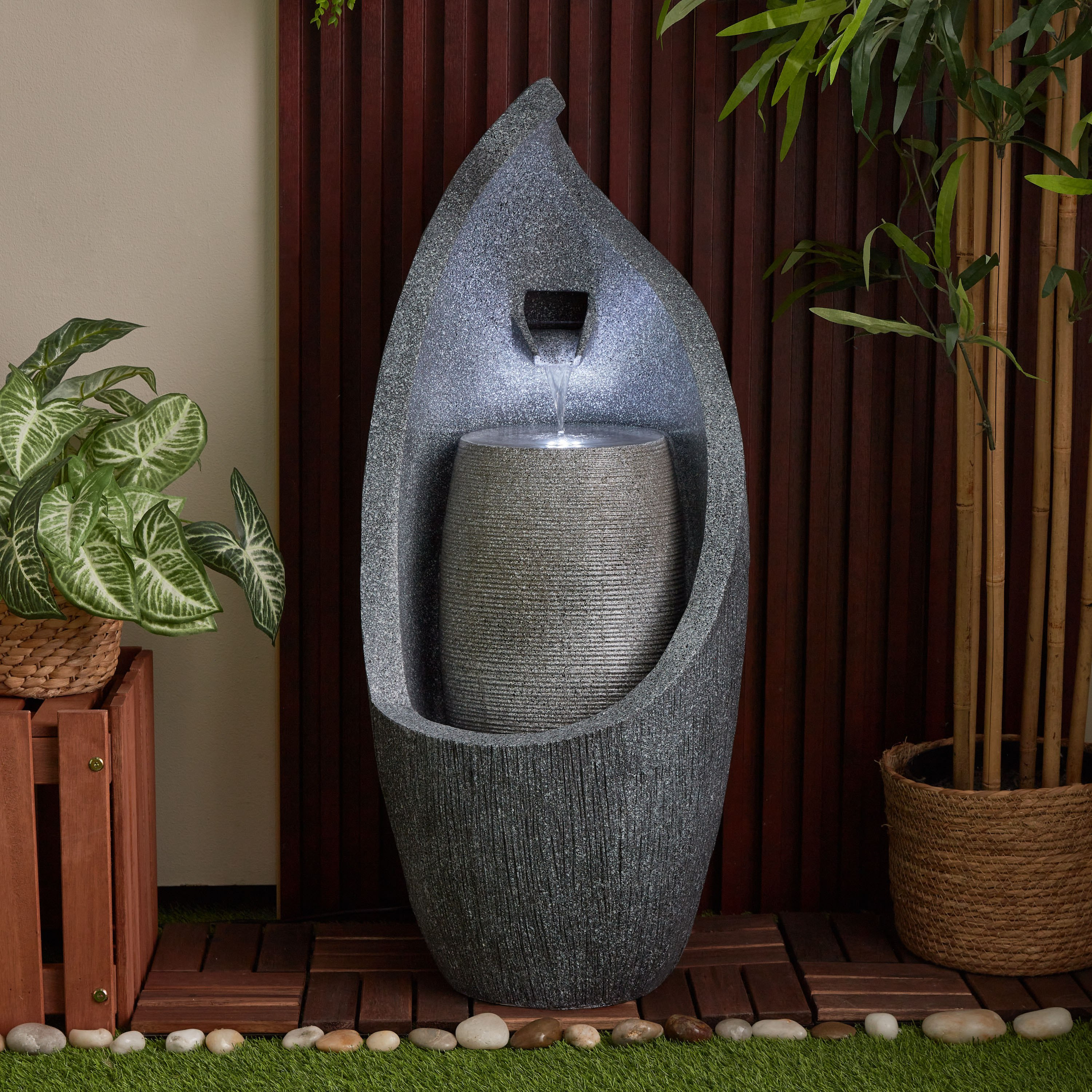 نافورة خارجية بتصميم تجريدي وإضاءة إل إي دي من أديل- 36x35x83 سم-hbxhomeware-gardenandoutdoor-outdoorfountain-image-1