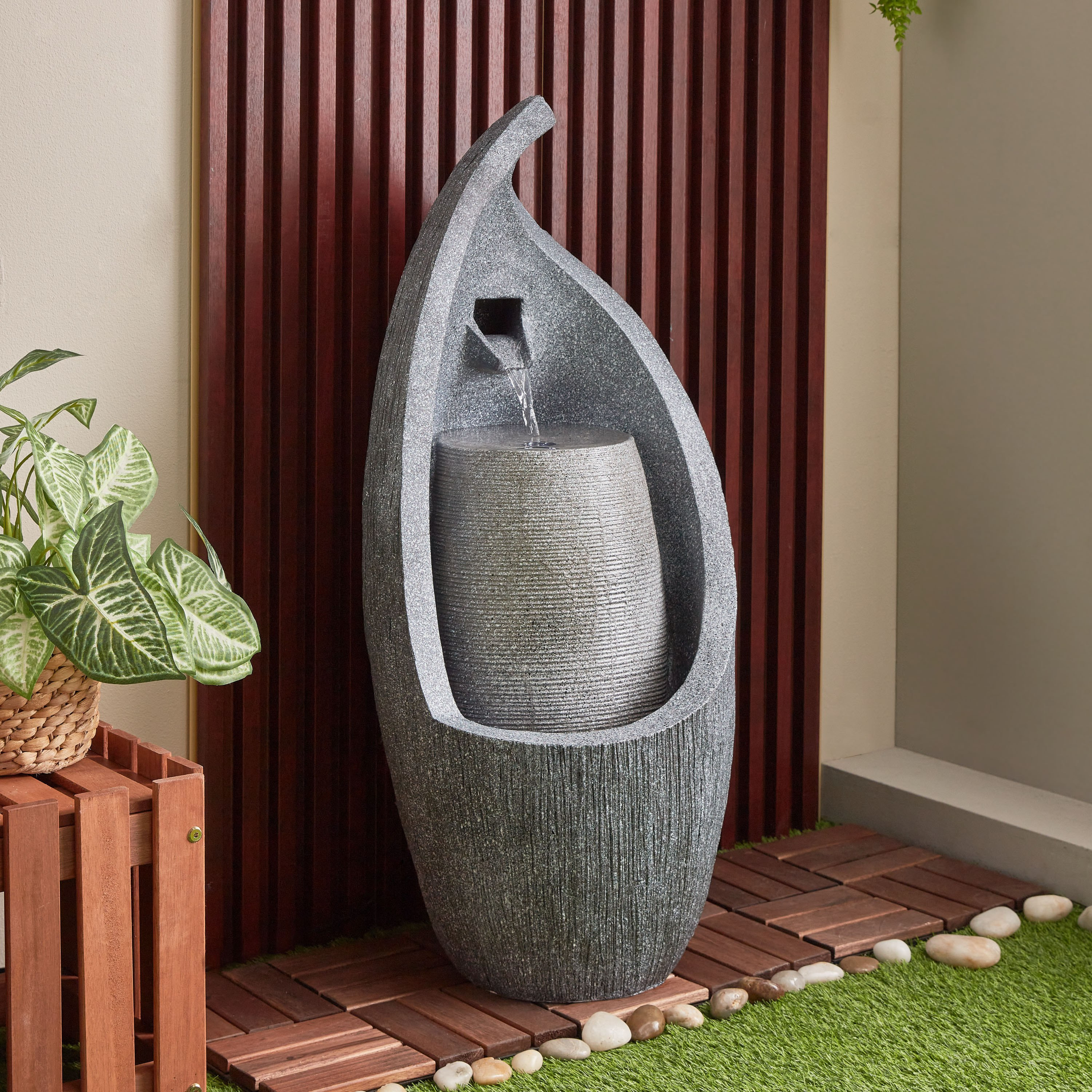 نافورة خارجية بتصميم تجريدي وإضاءة إل إي دي من أديل- 36x35x83 سم-hbxhomeware-gardenandoutdoor-outdoorfountain-image-2