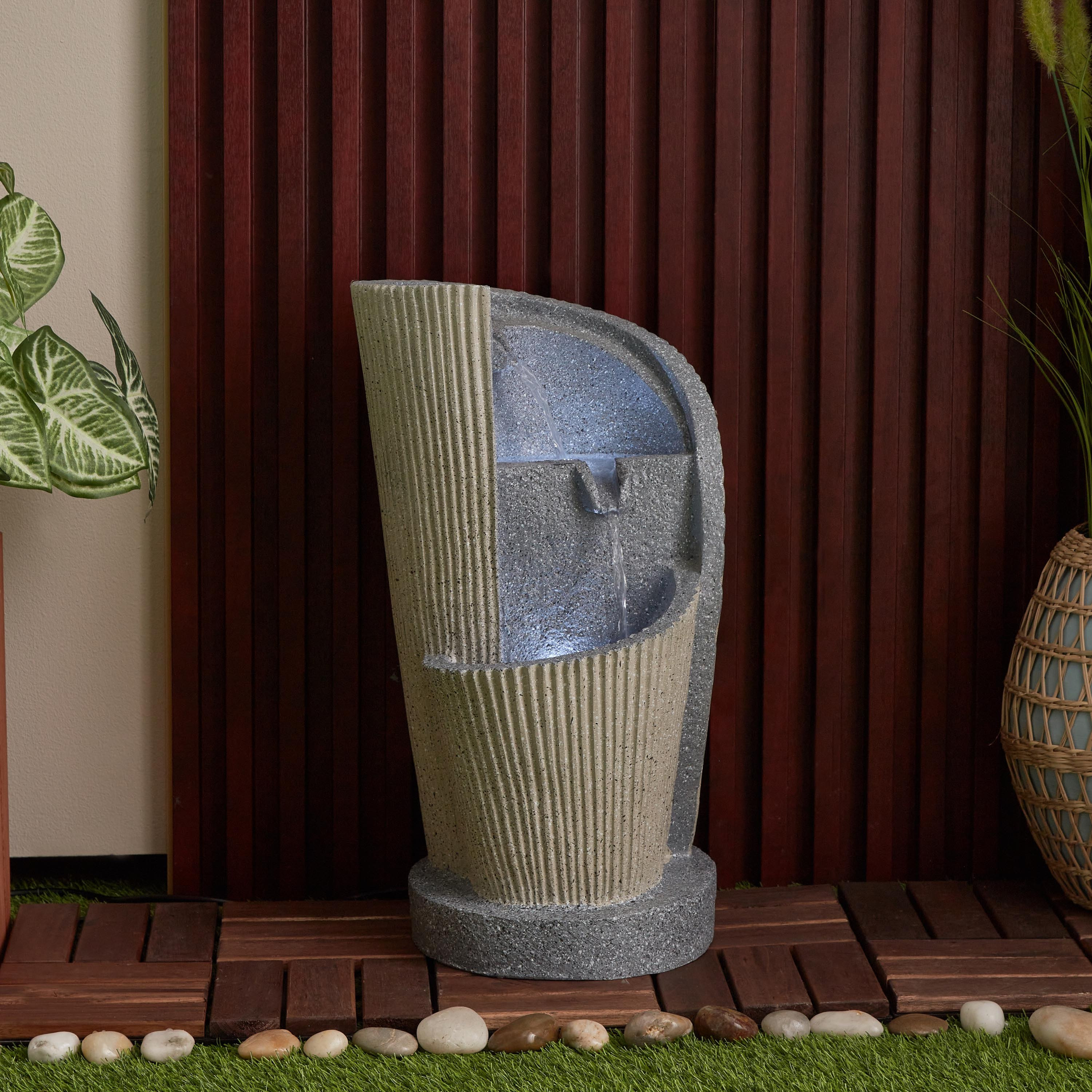 نافورة خارجية بإضاءة إل إي دي مودرن من أديل - 25.5x24.5x48.5 سم-hbxhomeware-gardenandoutdoor-outdoorfountain-image-1