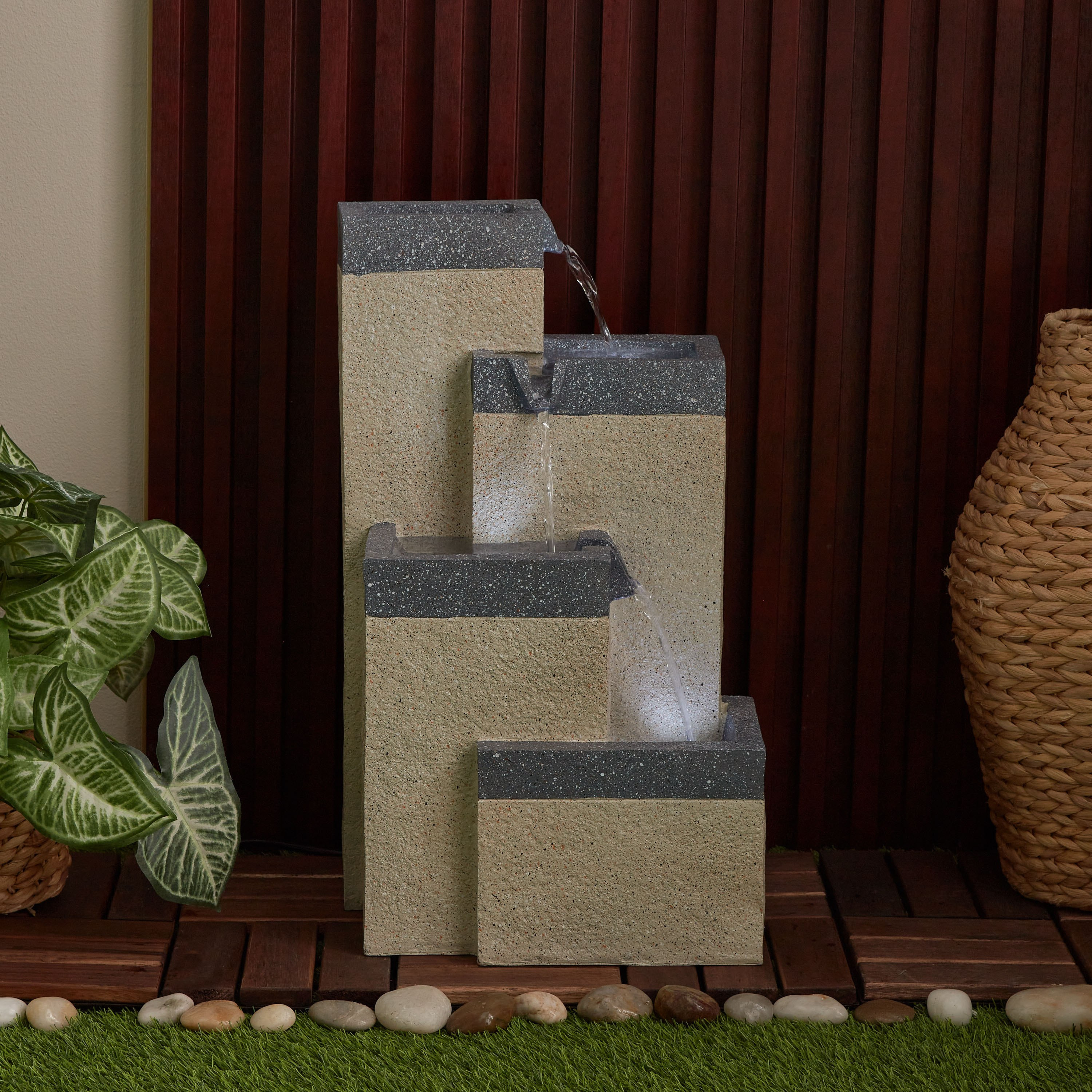 Adele Modern 4-Tier Outdoor Fountain with LED - 29x24x49.5 cm-hbxhomeware-gardenandoutdoor-outdoorfountain-image-1