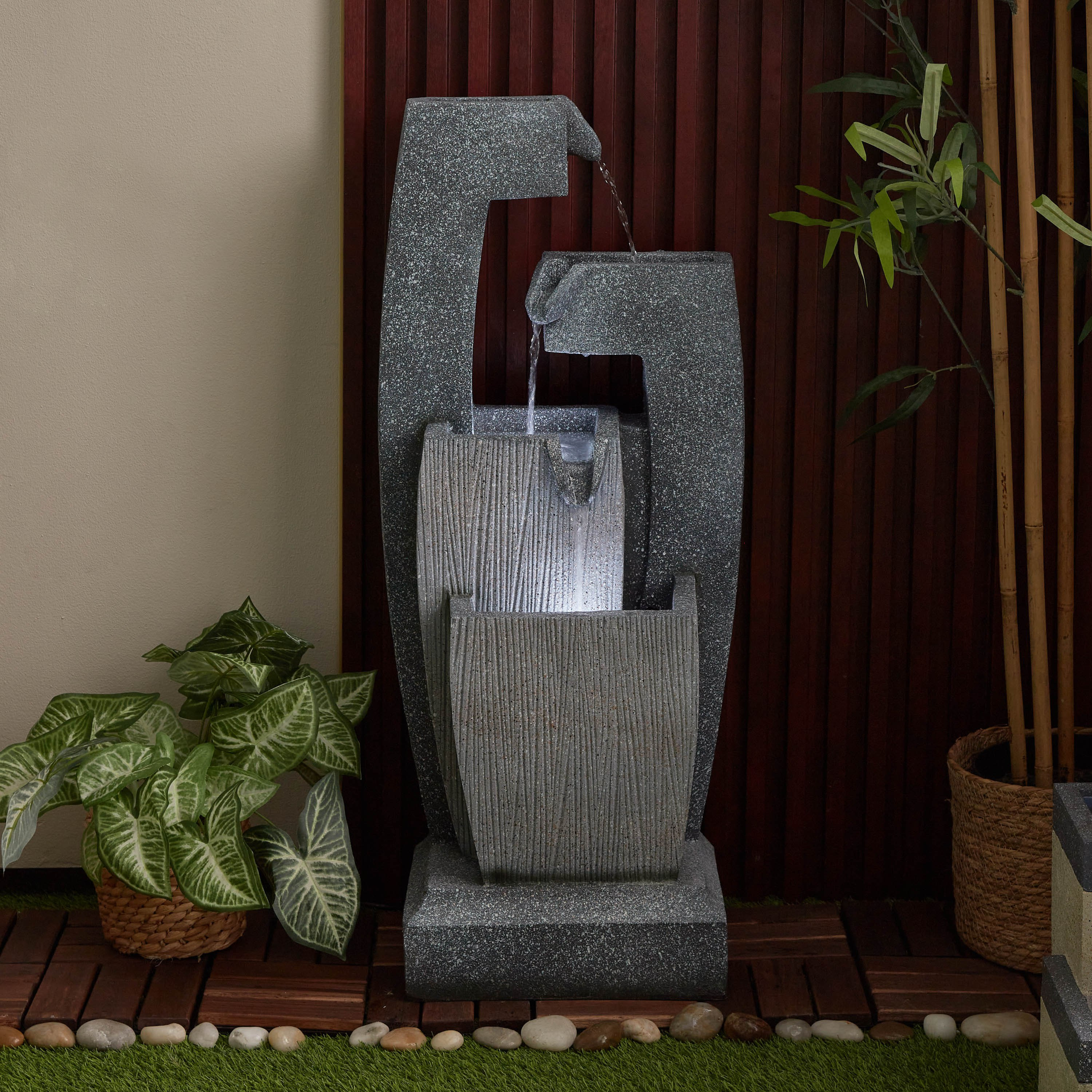 نافورة خارجية تجريدية بإضاءة إل إي دي من أديل - 36.5x26.2x80.5 سم-hbxhomeware-gardenandoutdoor-outdoorfountain-image-1