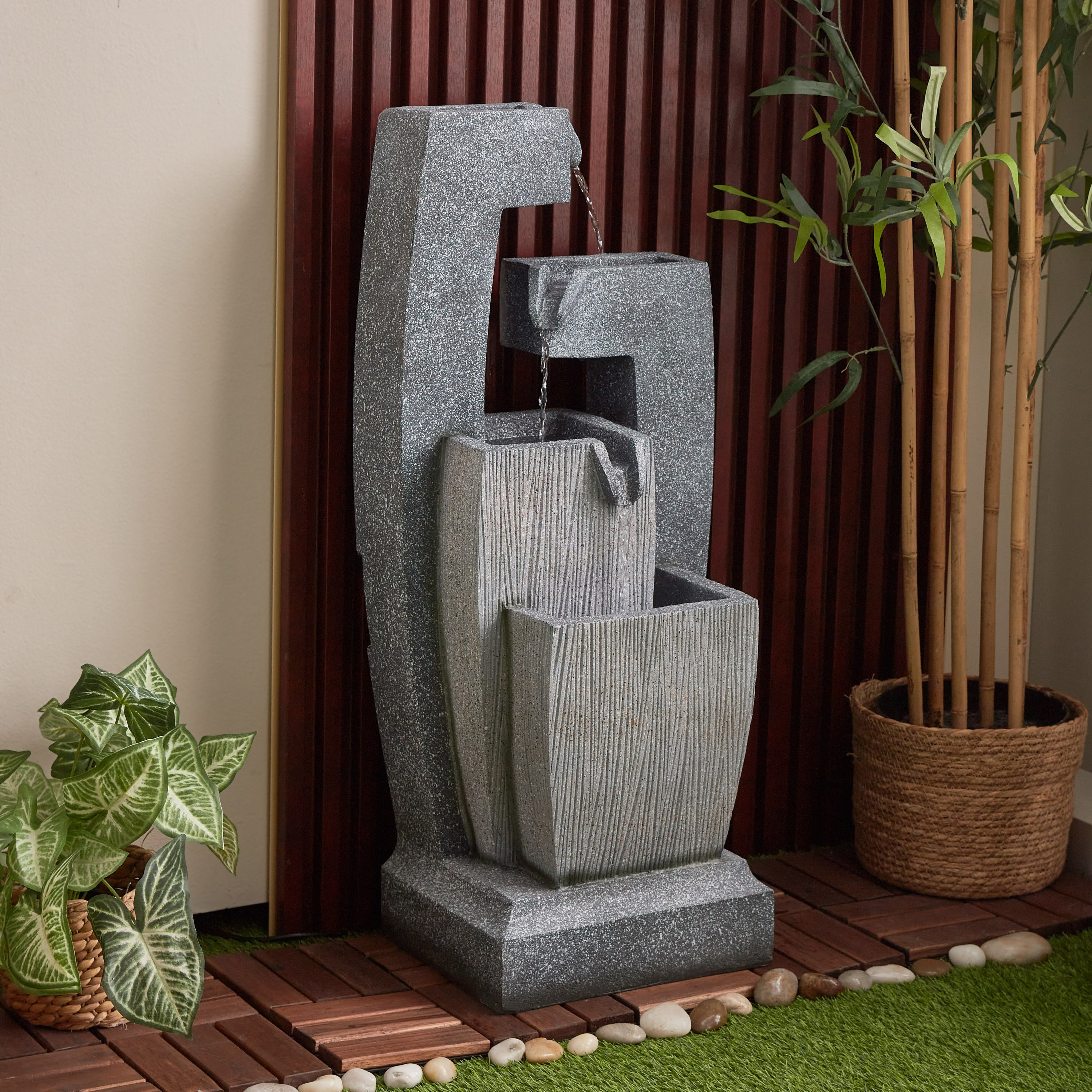 نافورة خارجية تجريدية بإضاءة إل إي دي من أديل - 36.5x26.2x80.5 سم-hbxhomeware-gardenandoutdoor-outdoorfountain-image-2
