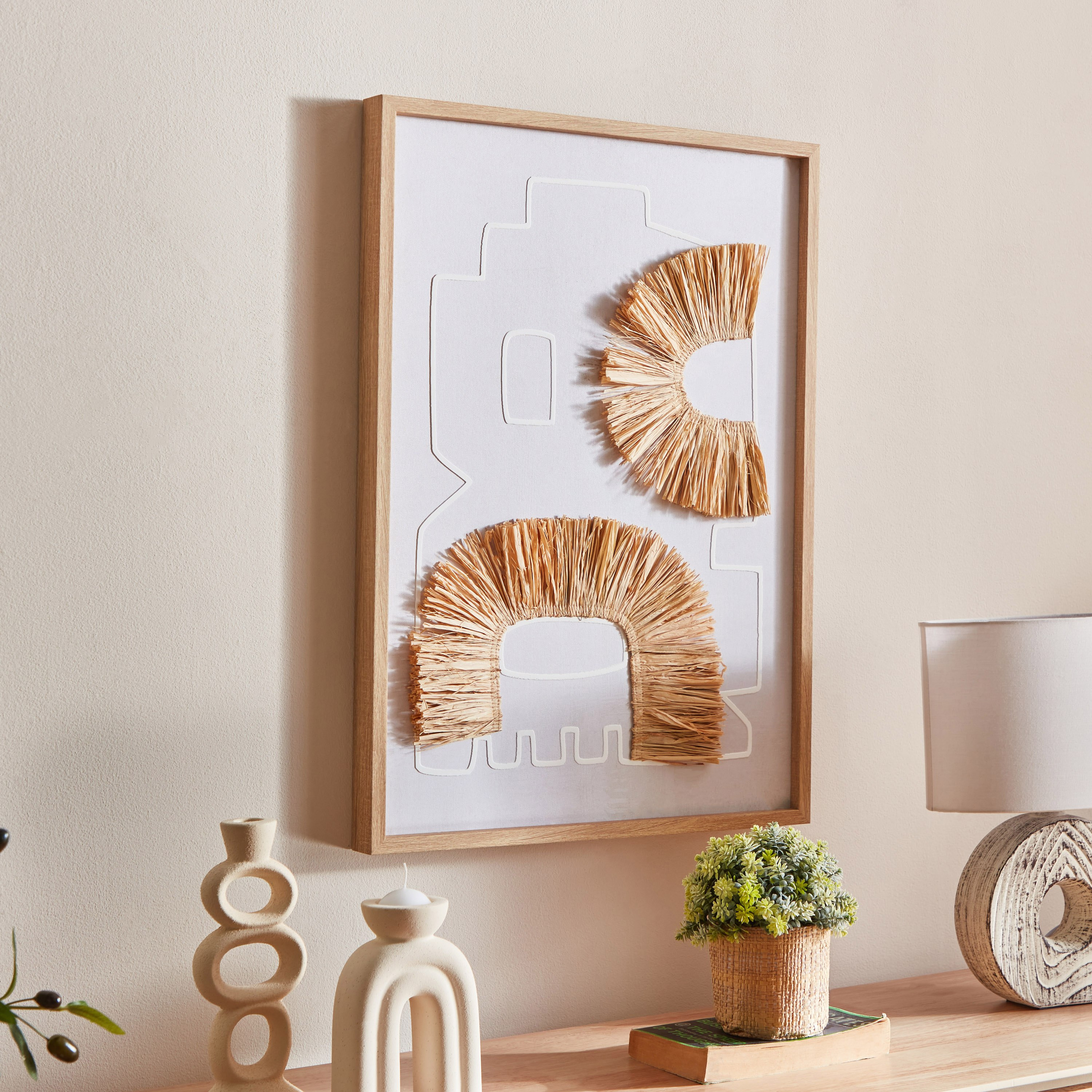 لوحة كانفاس مؤطرة ثلاثية الأبعاد مع زينة طبيعية من أوليفر - 40x50x3 سم-hbxhomeware-hbxdecorandfurnishings-image-1
