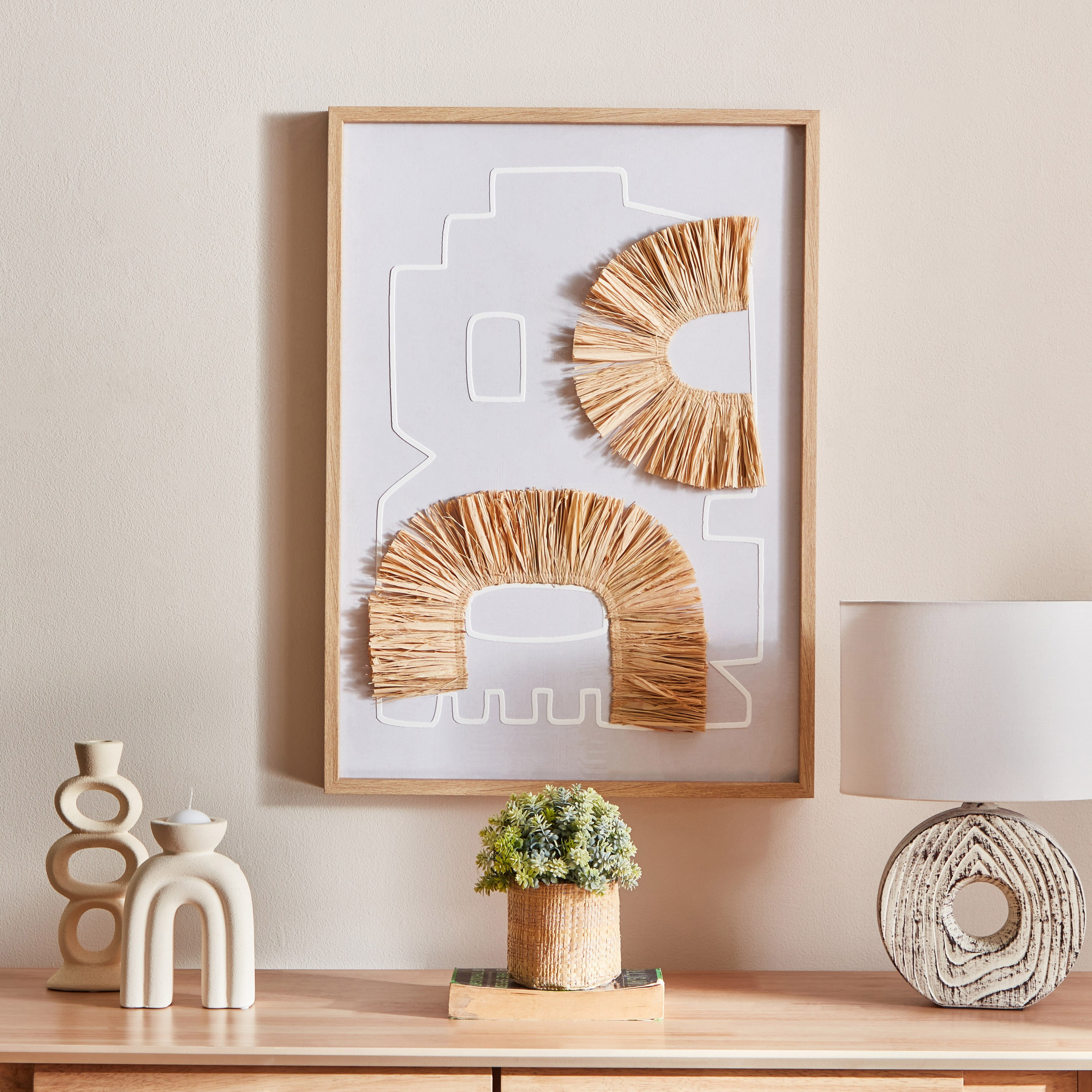 لوحة كانفاس مؤطرة ثلاثية الأبعاد مع زينة طبيعية من أوليفر - 40x50x3 سم-hbxhomeware-hbxdecorandfurnishings-image-2