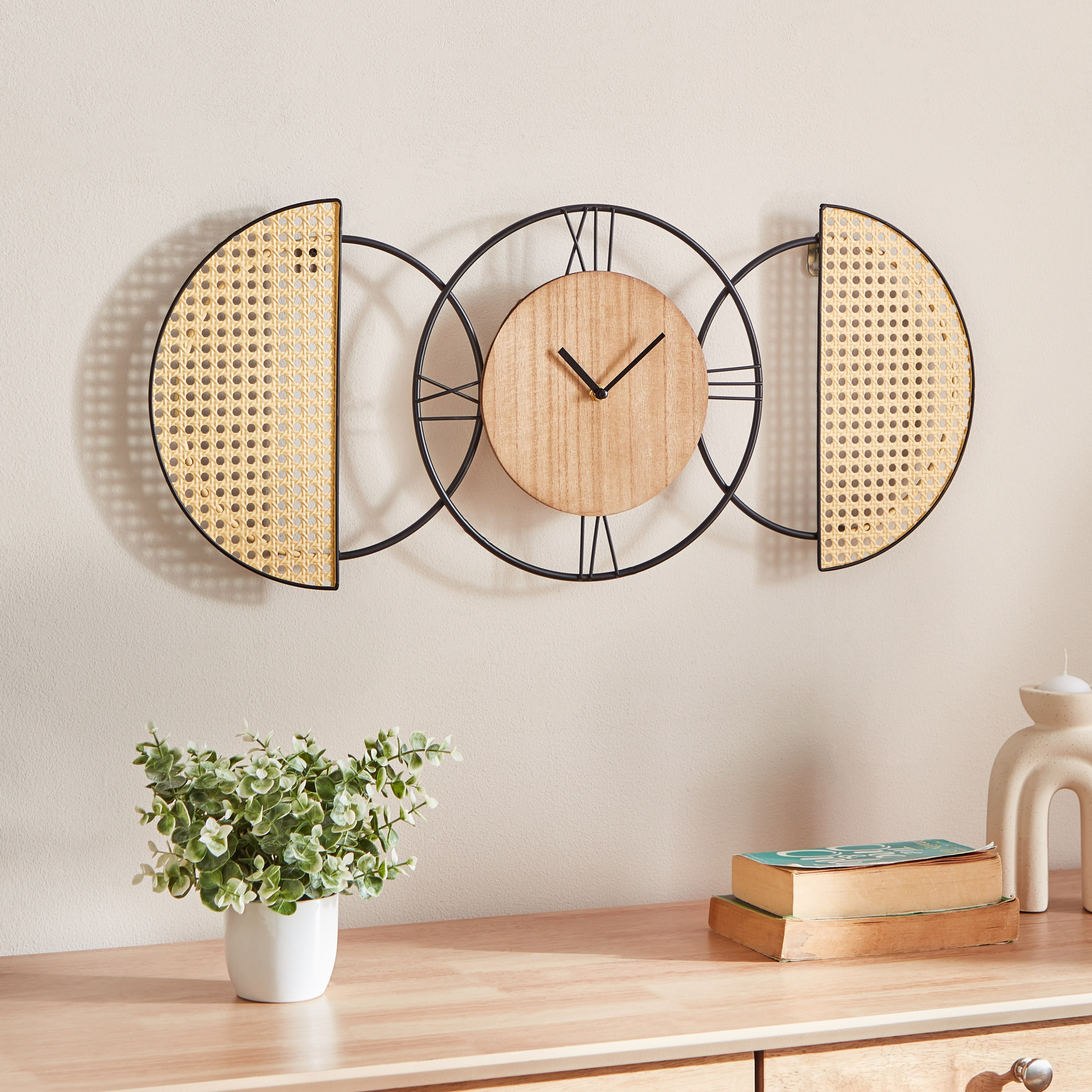 ساعة حائط معدن وألواح ليفية متوسط الكثافة من أوليفير - 30x71x4.5 سم-hbxdiningroom-decorandaccessories-clocks-image-1