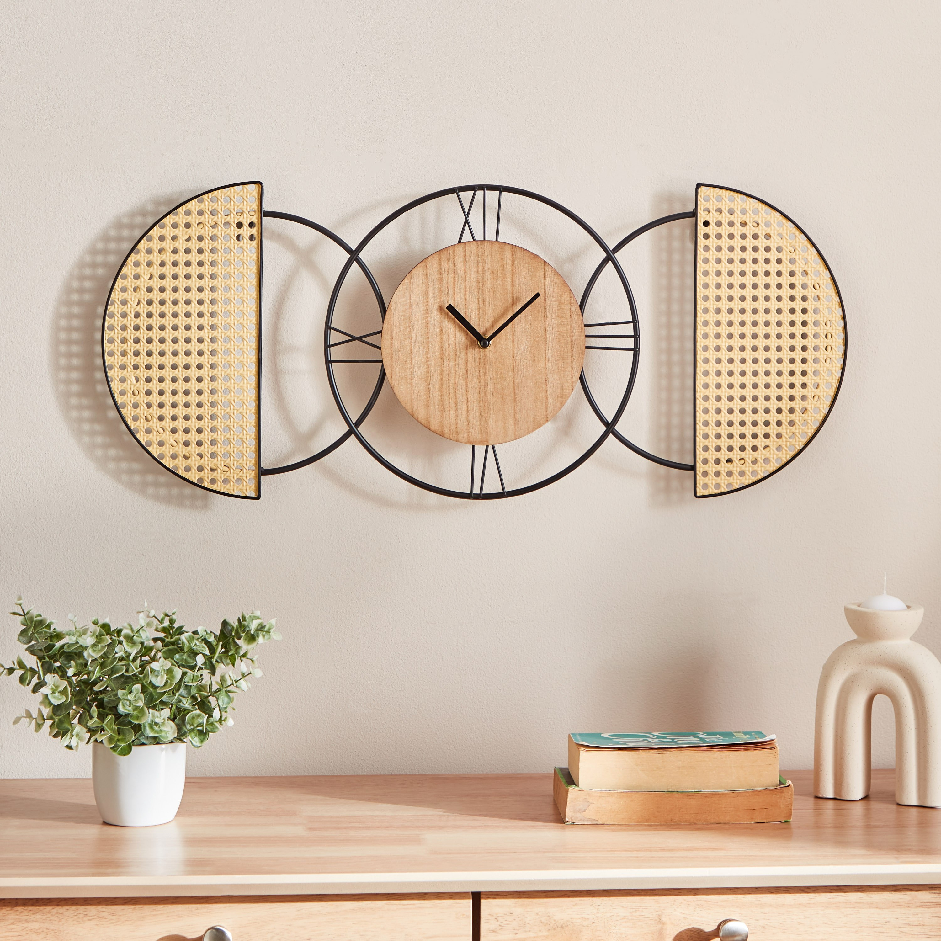 ساعة حائط معدن وألواح ليفية متوسط الكثافة من أوليفير - 30x71x4.5 سم-hbxdiningroom-decorandaccessories-clocks-image-2