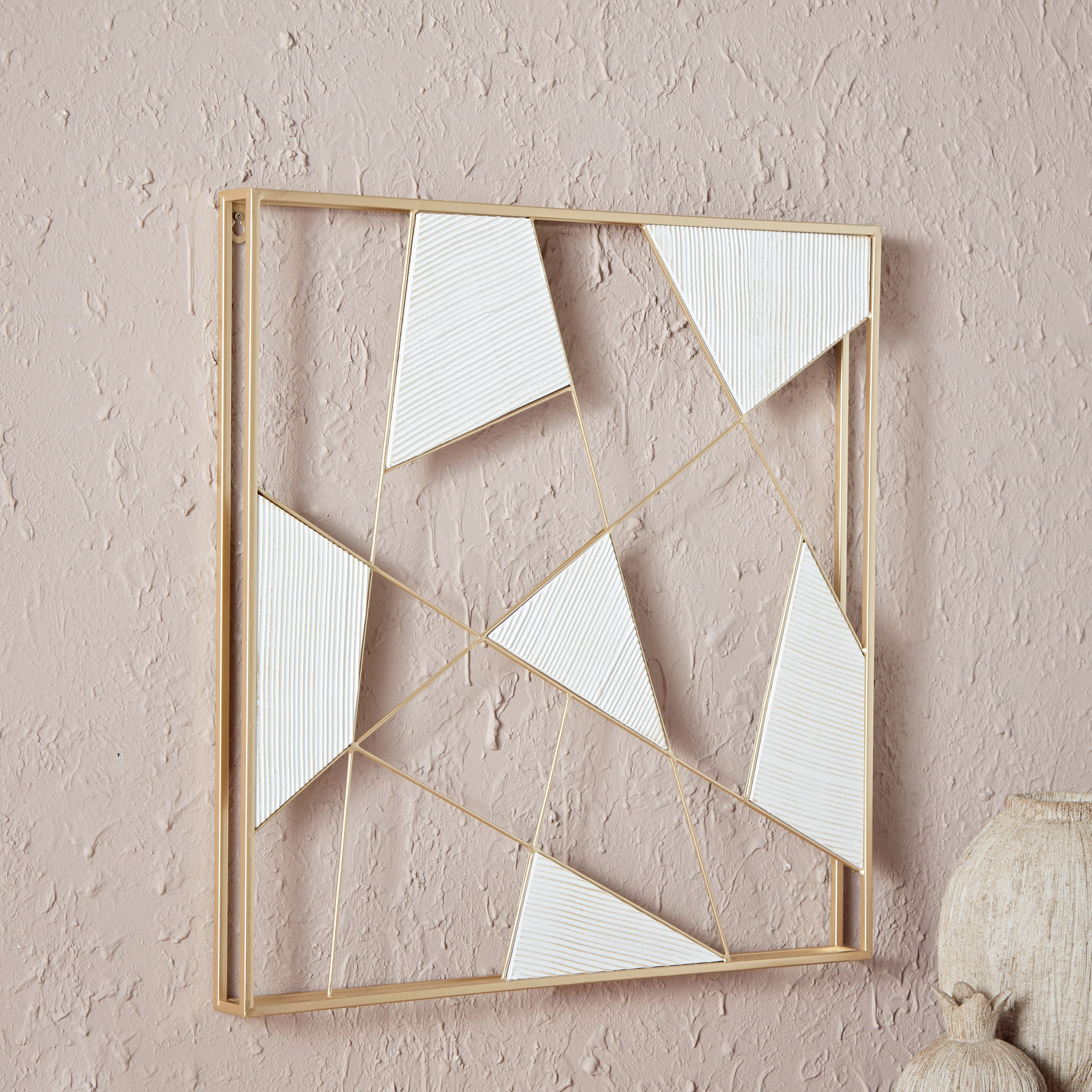 زينة حائط معدنية وخشبية من أوليفر - 60x60x5 سم-hbxlivingroom-walldecor-wallart-image-2