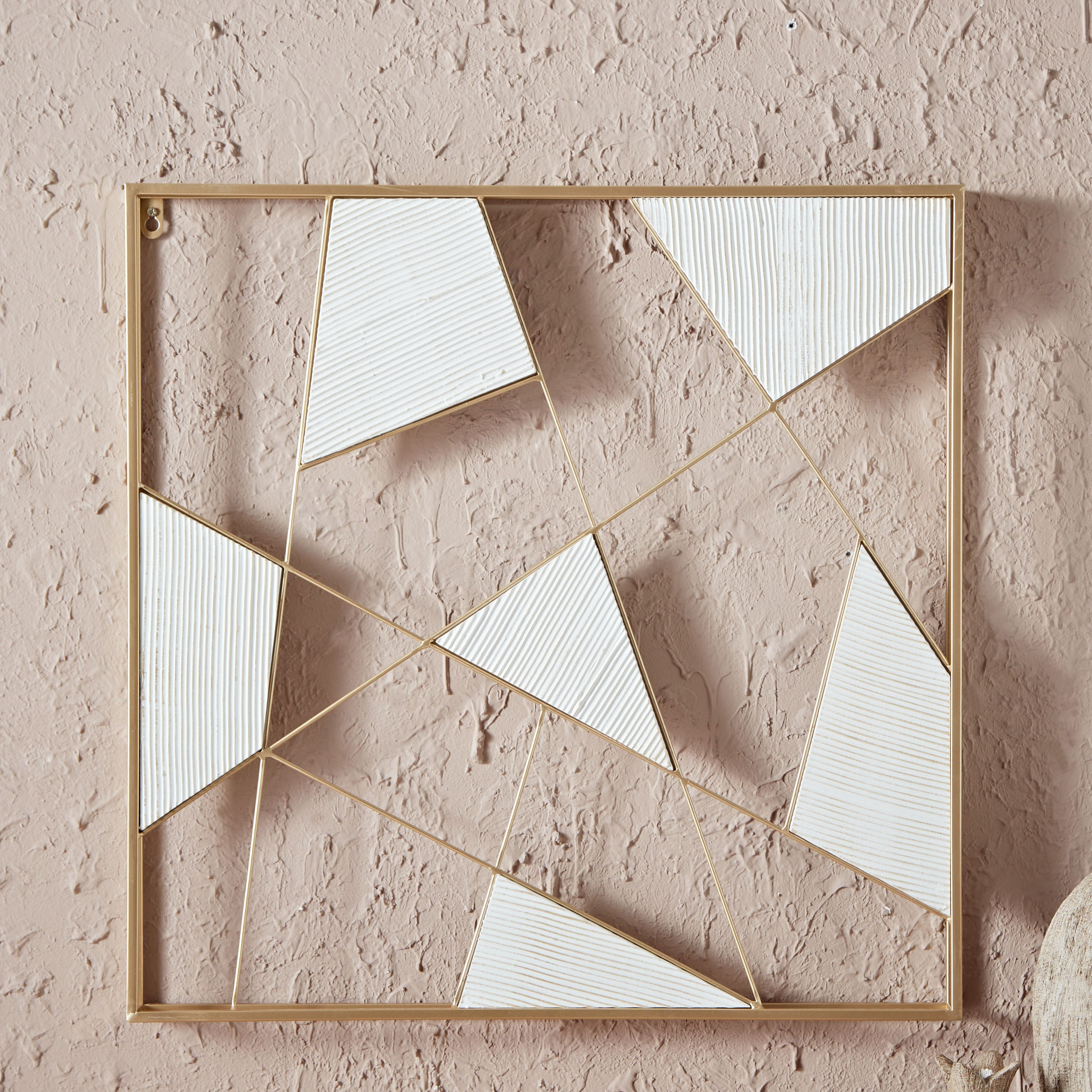 زينة حائط معدنية وخشبية من أوليفر - 60x60x5 سم-hbxlivingroom-walldecor-wallart-image-1