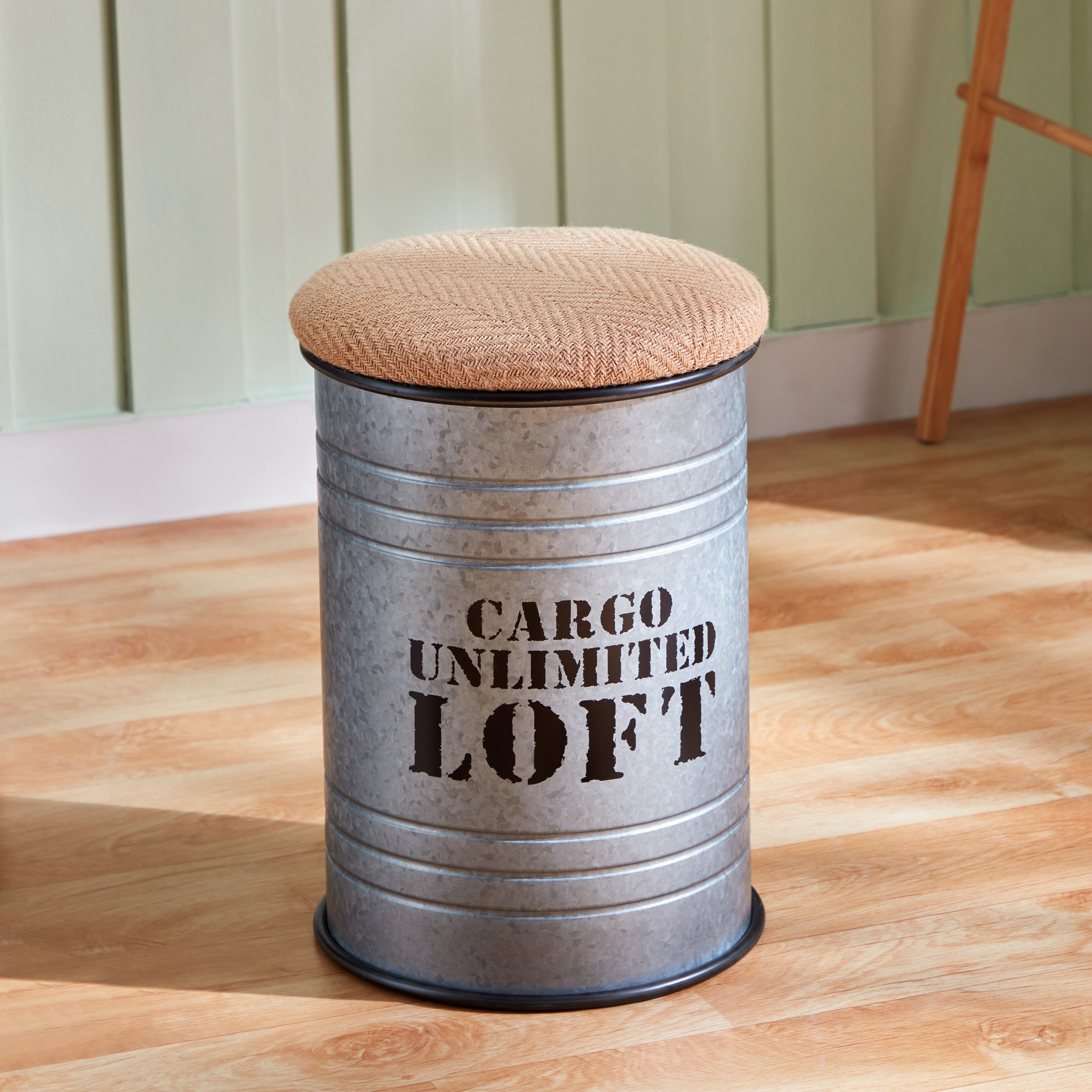 Eldora Canister Stool with Burlap-hbxlivingroom-sofasandarmchairs-ottomansandfootstools-image-1