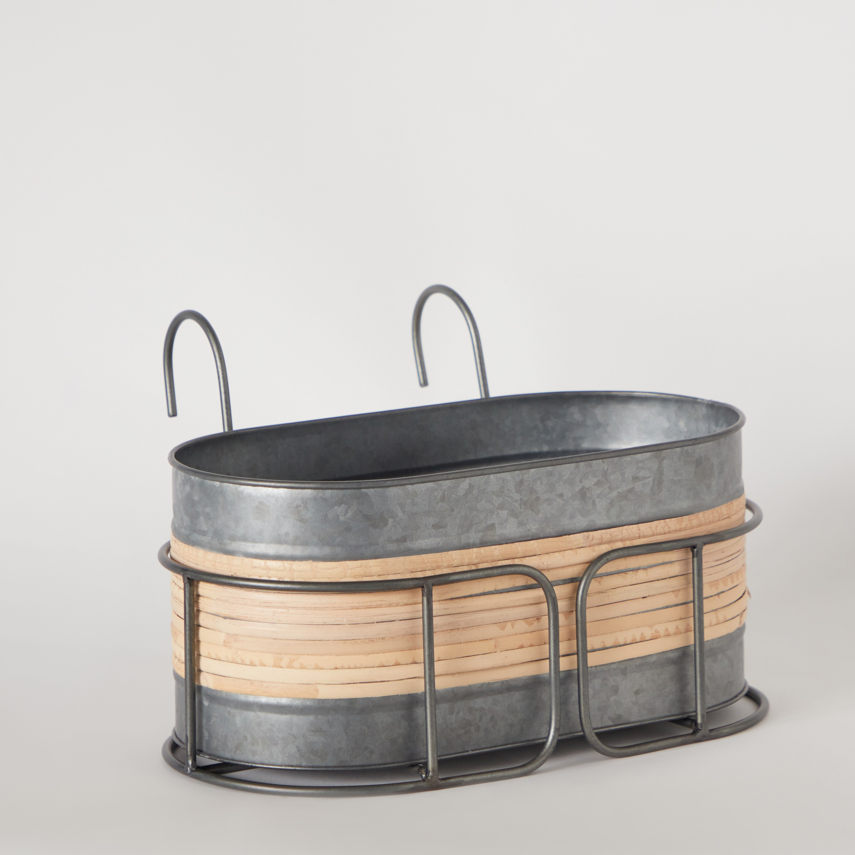 Eldora Galvanized Metal Rectangular Hanging Planter with Burlap - 30.5x15.5x19.5 cm-PROMO_HB_AE_B2G2_011025-image-7