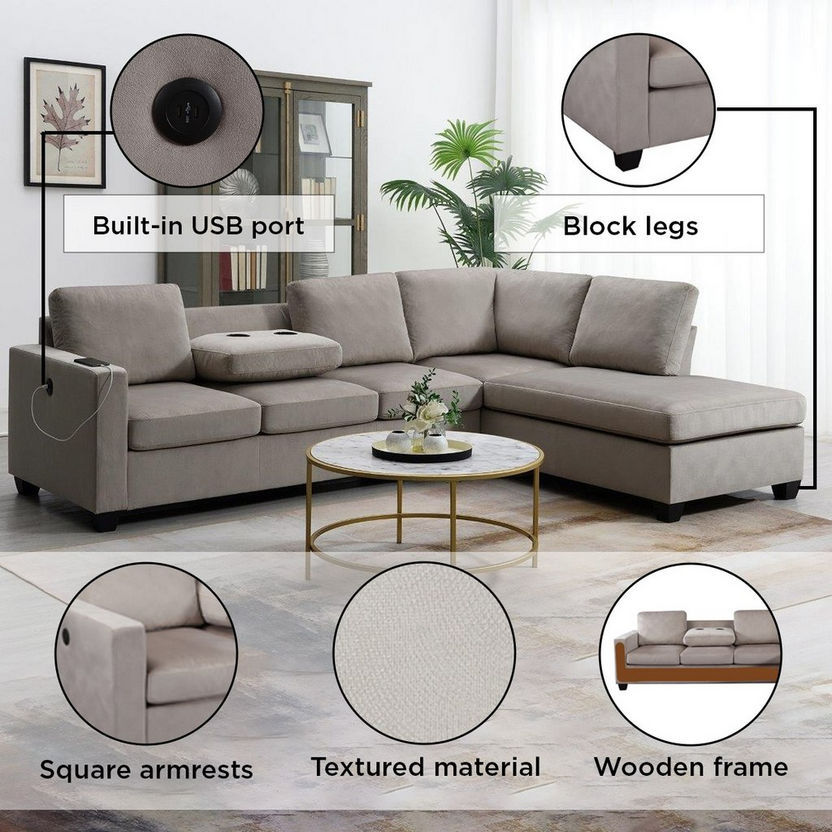 Buy Urbandale Reversible Corner Fabric Sofa with Dropdown Cupholders ...