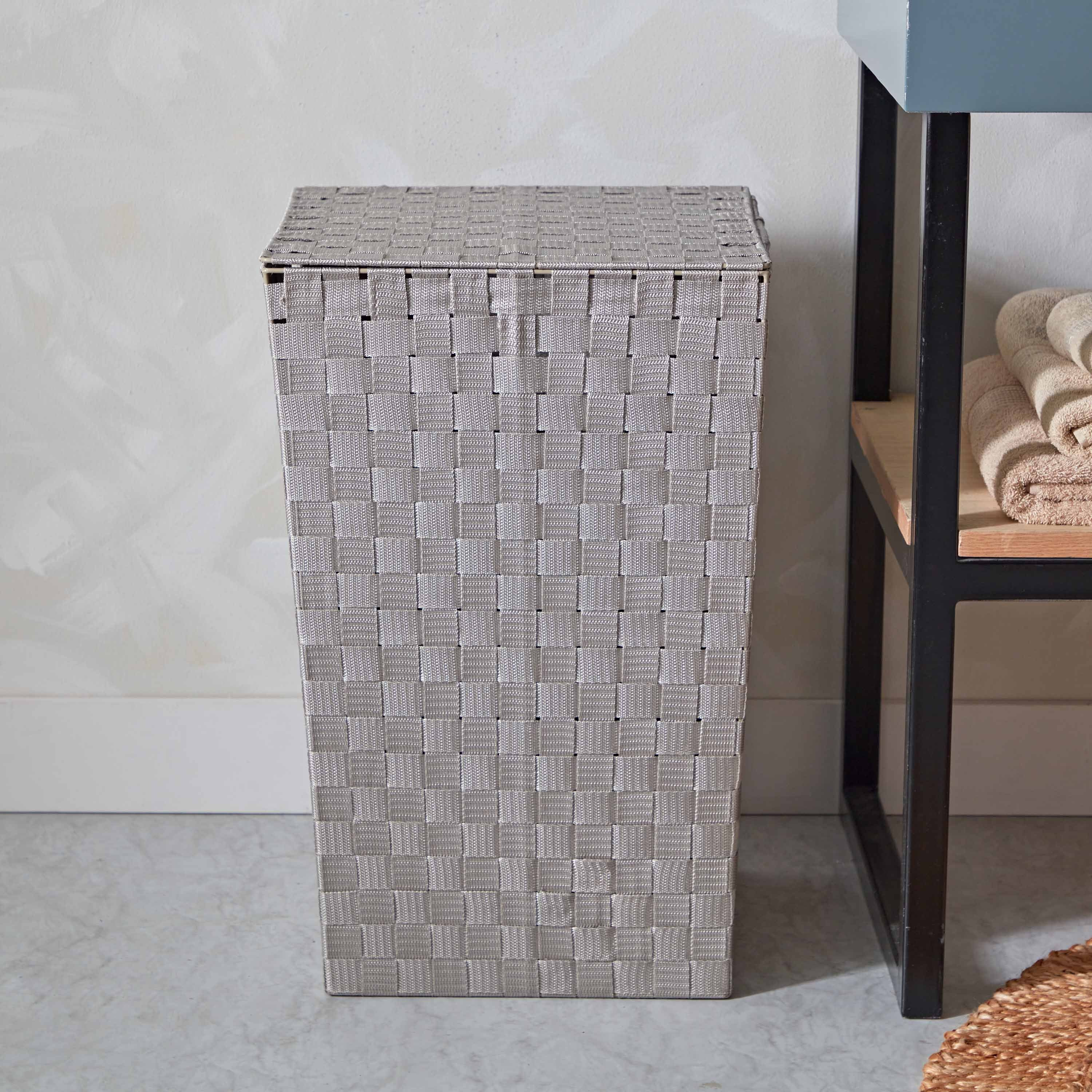 Strap Laundry Hamper with Lid - 36x36x55 cm-hbxbathroom-bathroomstorage-laundryhampers-image-2