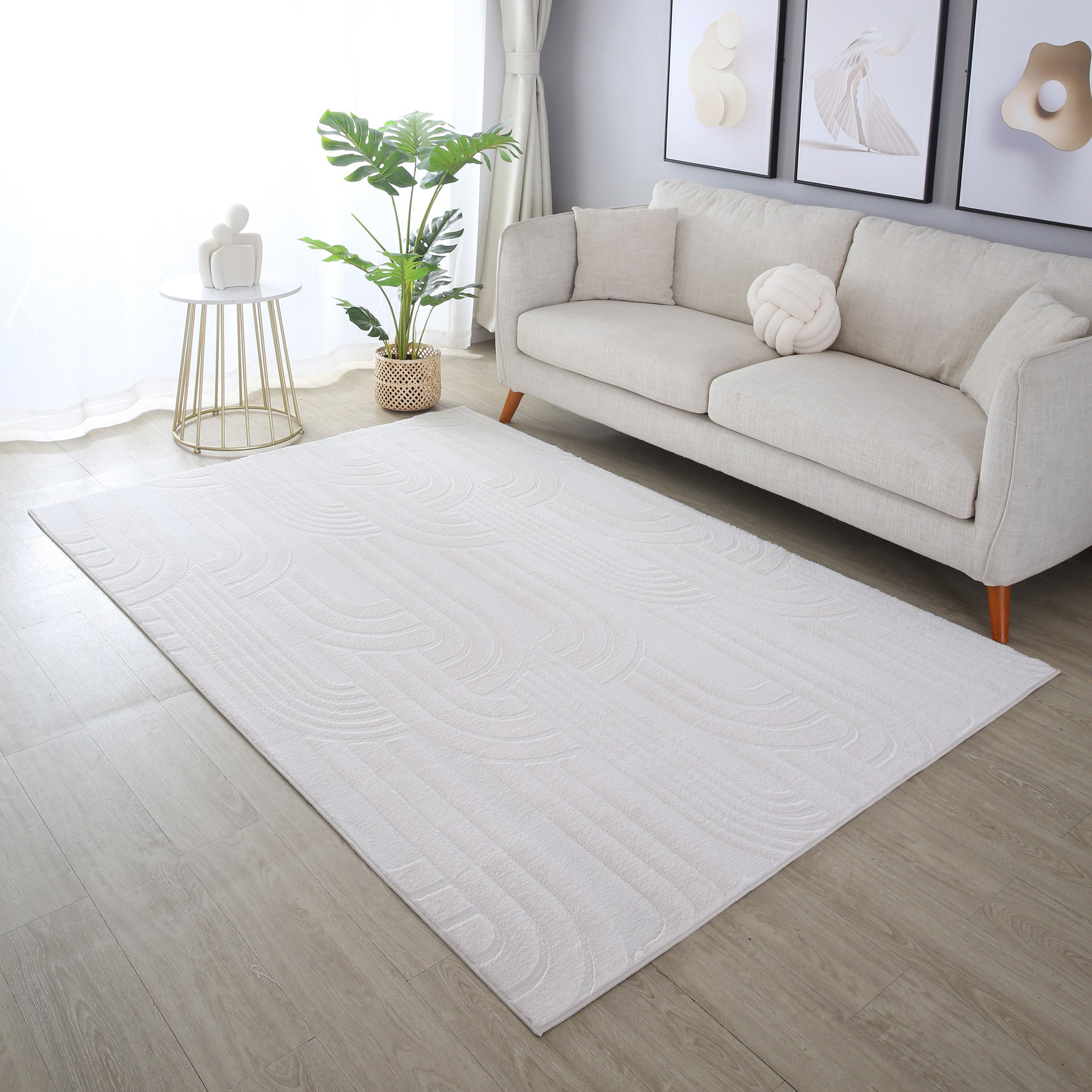 Zara Eela Jacquard Rabbit Fur Rug - 200x300 cm-hbxdecorandfurnishings-floorcoverings-rugs-image-1