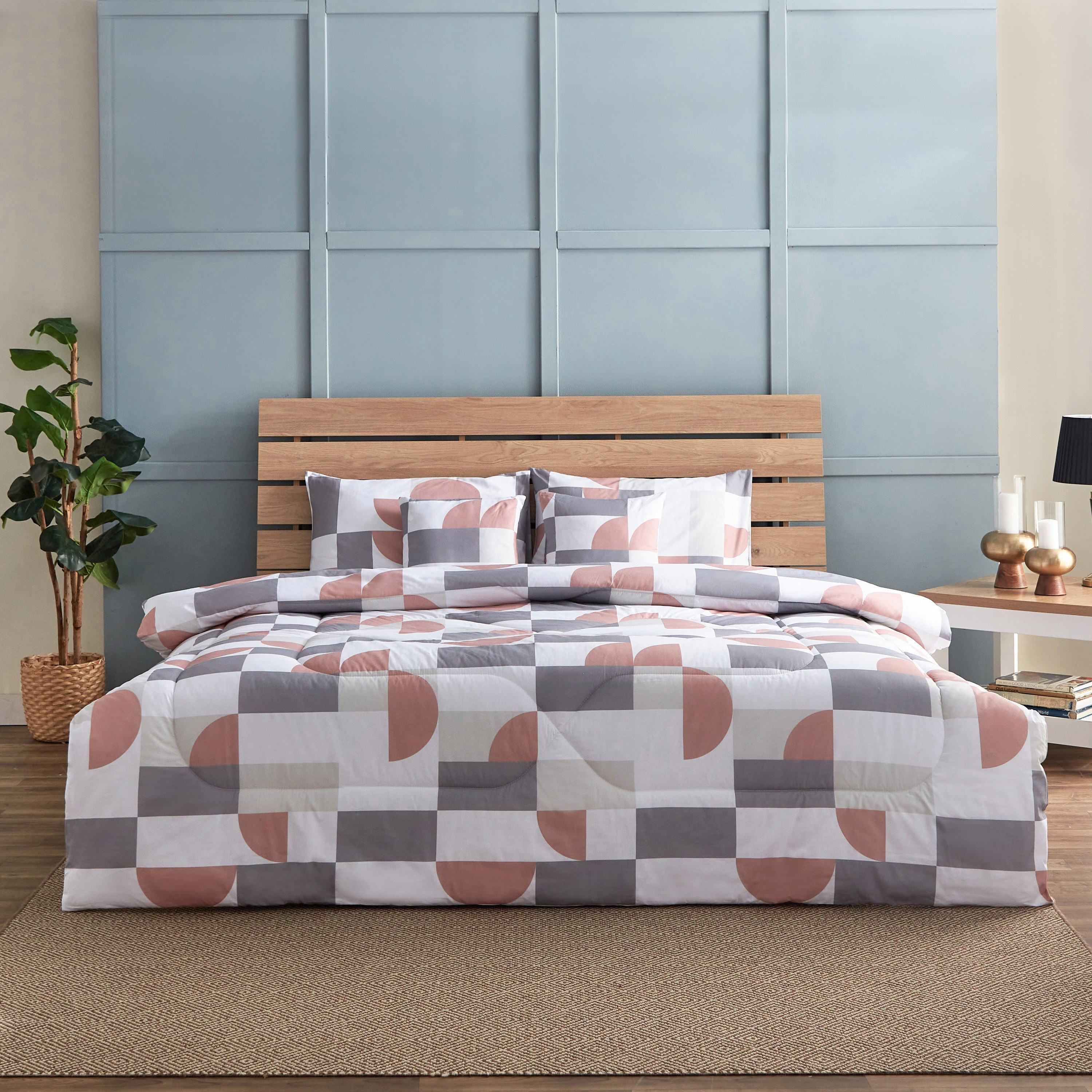 Luxot Geozest 5-Piece Cotton Printed King Comforter Set - 220x240 cm-hbxhomeware-hbxdecorandfurnishings-image-2