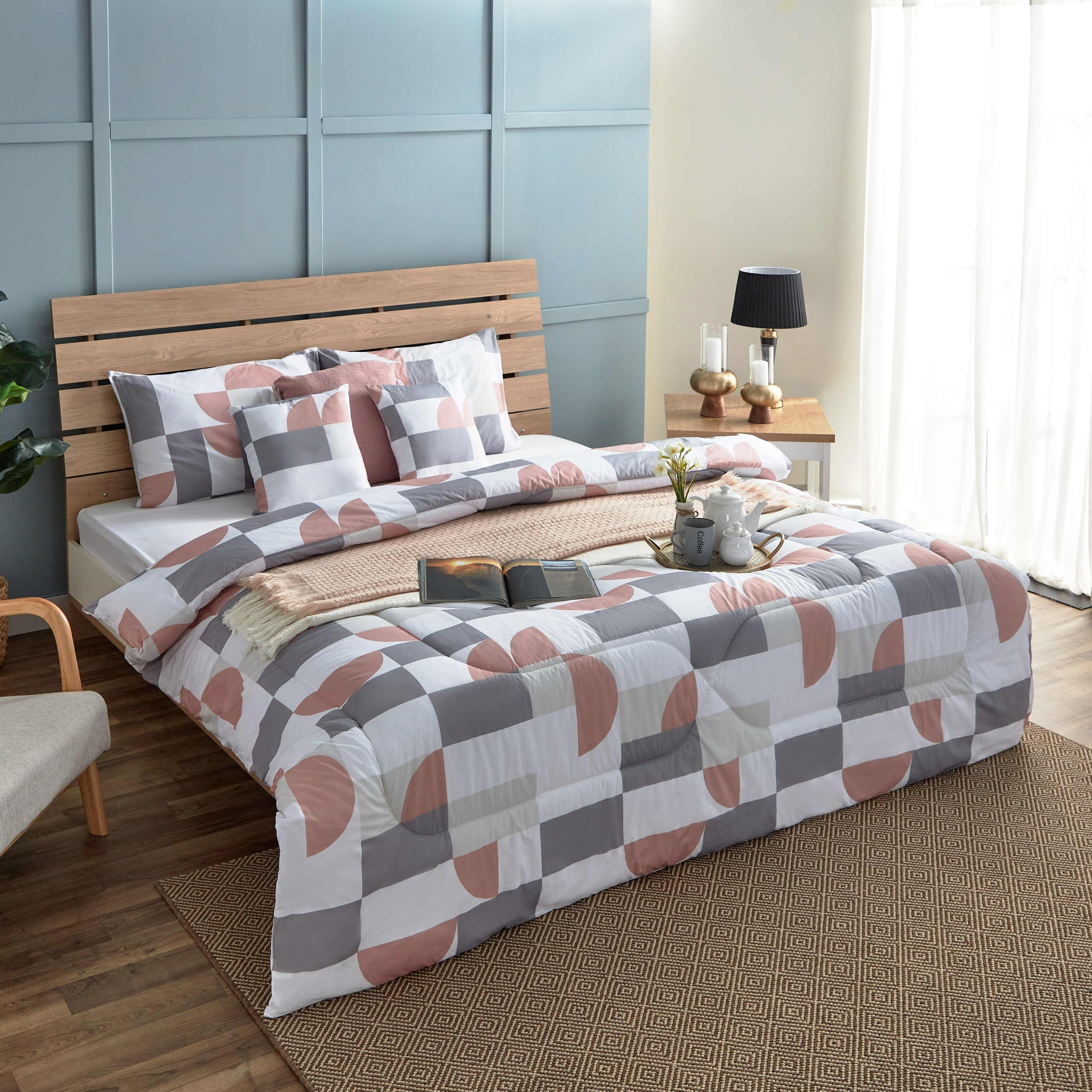 Luxot Geozest 5-Piece Cotton Printed King Comforter Set - 220x240 cm-hbxhomeware-hbxdecorandfurnishings-image-9