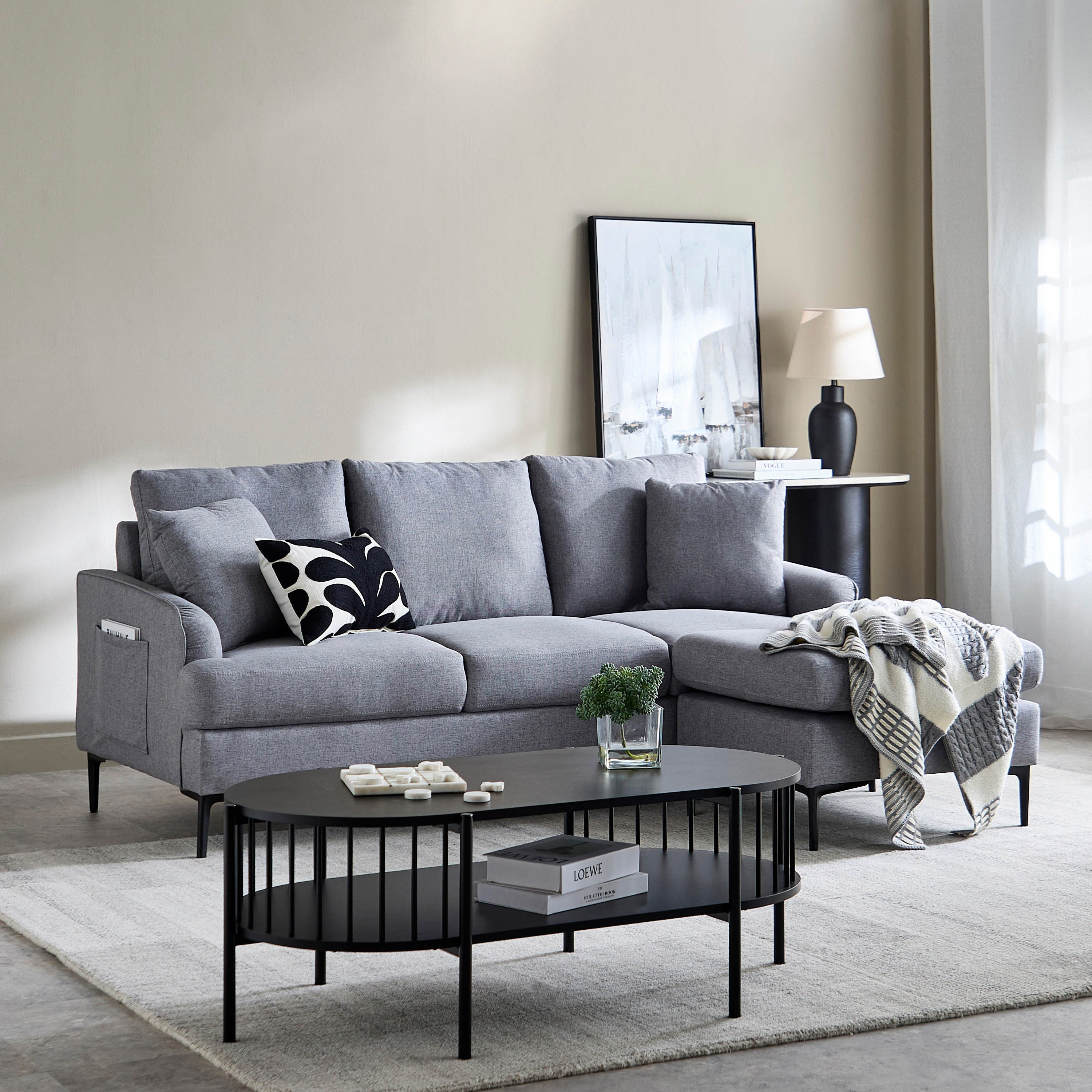 Prime 3-Seater Reversible Corner Fabric Sofa with 2 Cushions and Side Pocket-hbxlivingroom-sofasandarmchairs-cornersofas-image-12