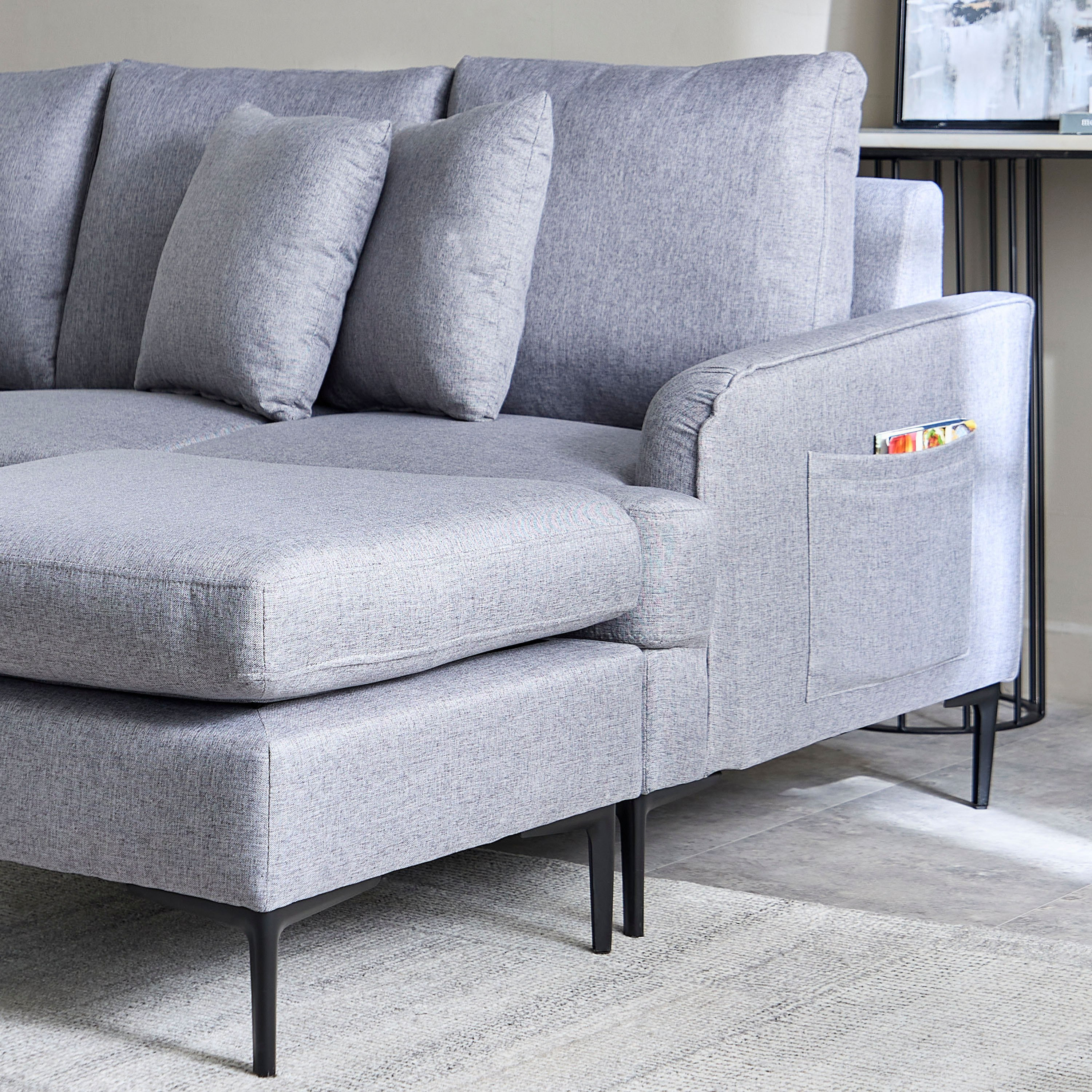 Prime 3-Seater Reversible Corner Fabric Sofa with 2 Cushions and Side Pocket-hbxlivingroom-sofasandarmchairs-cornersofas-image-8