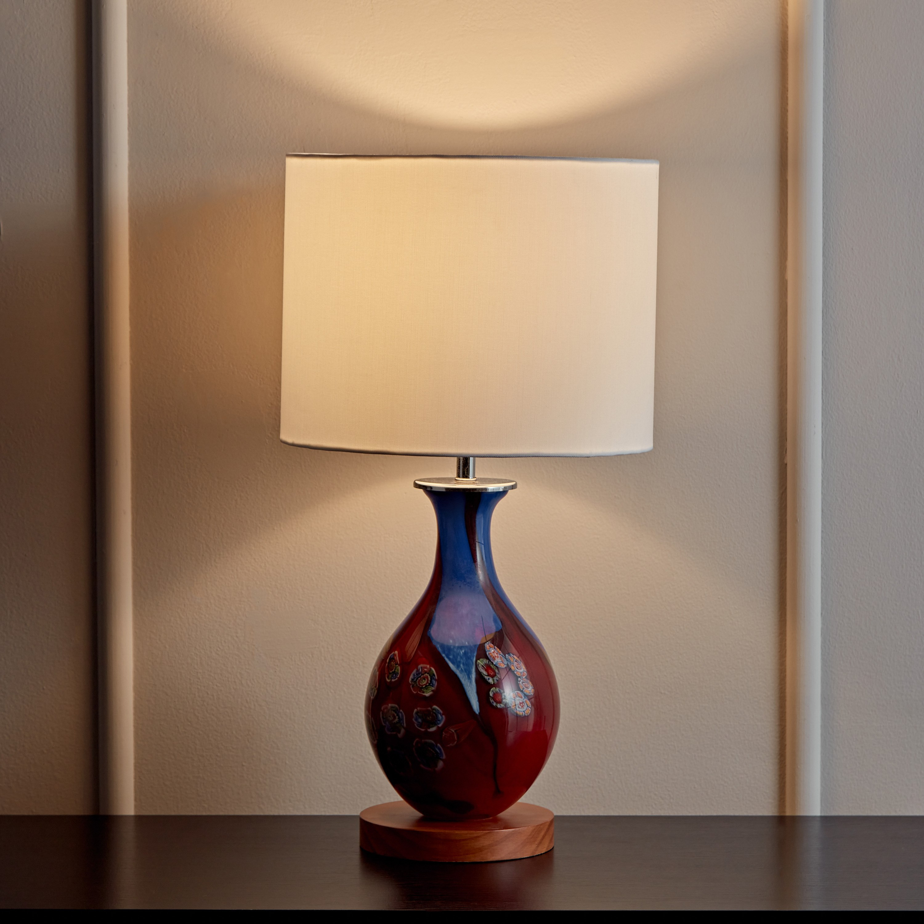 مصباح زجاج بقاعدة خشبية وغطاء كانفاس من جالينا - 30x58 سم-hbxlivingroom-lighting-tablelamps-image-2