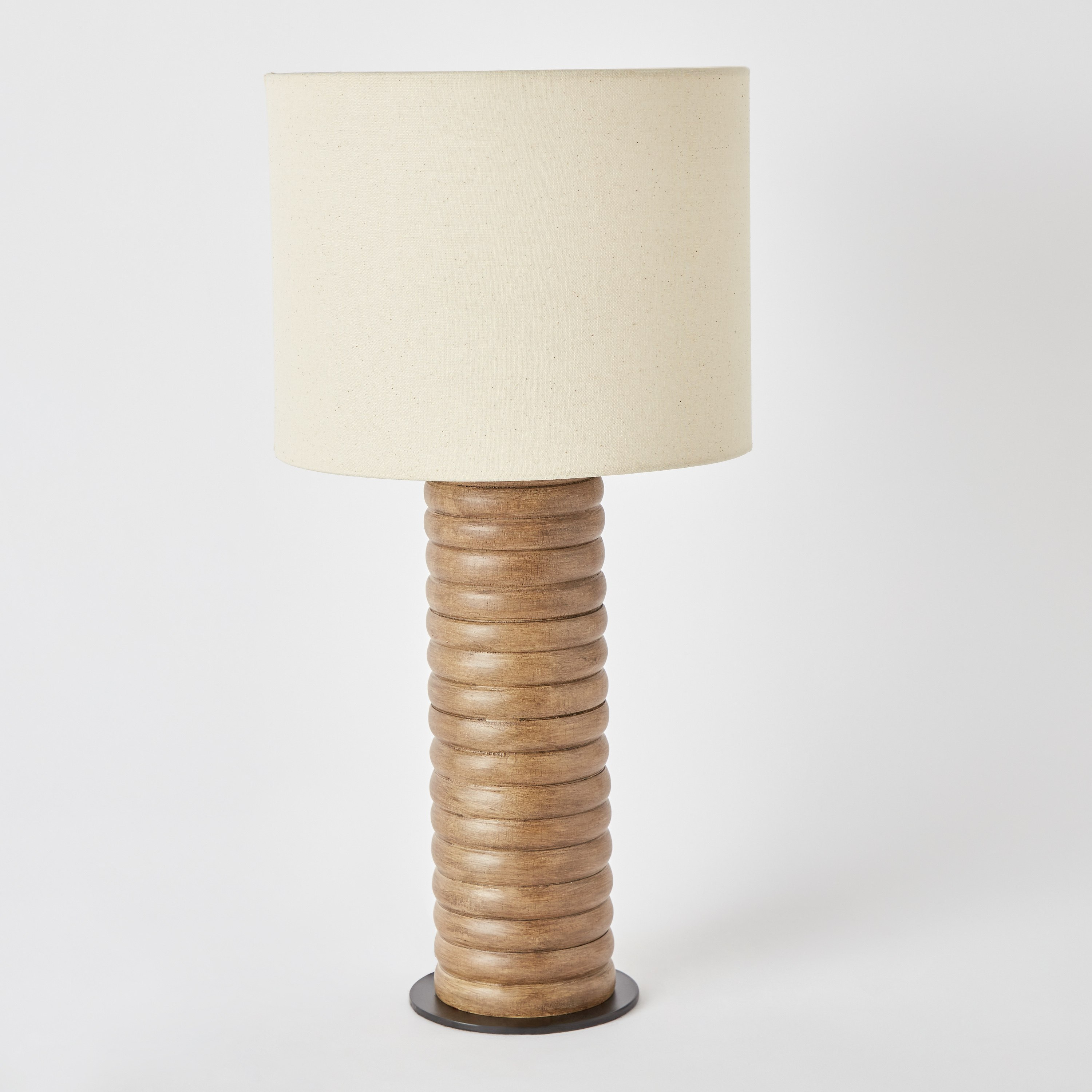 مصباح خشب بغطاء من القطن الطبيعي من جالينا - 25x49 سم-hbxlivingroom-lighting-tablelamps-image-5
