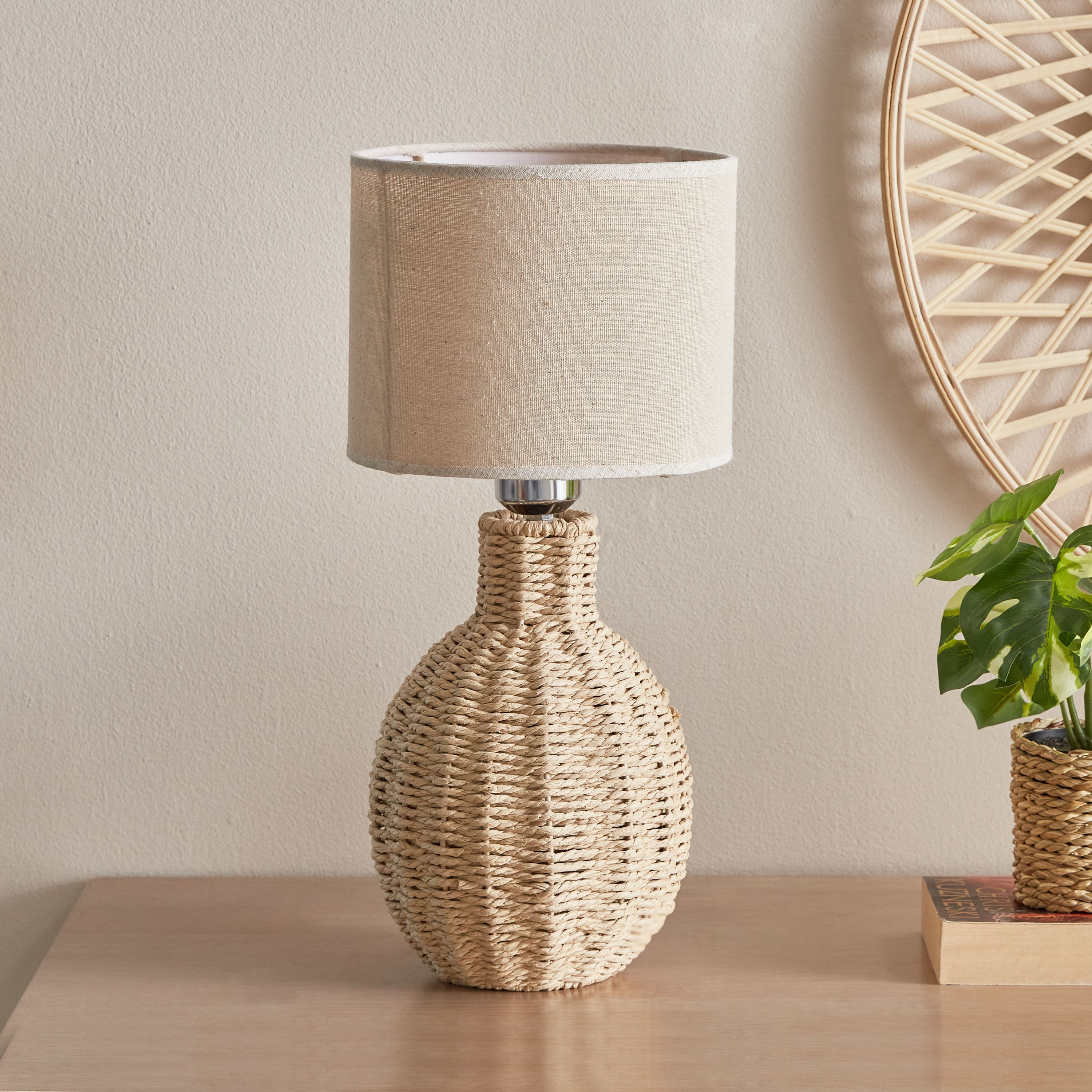 Rope bedside outlet lamp