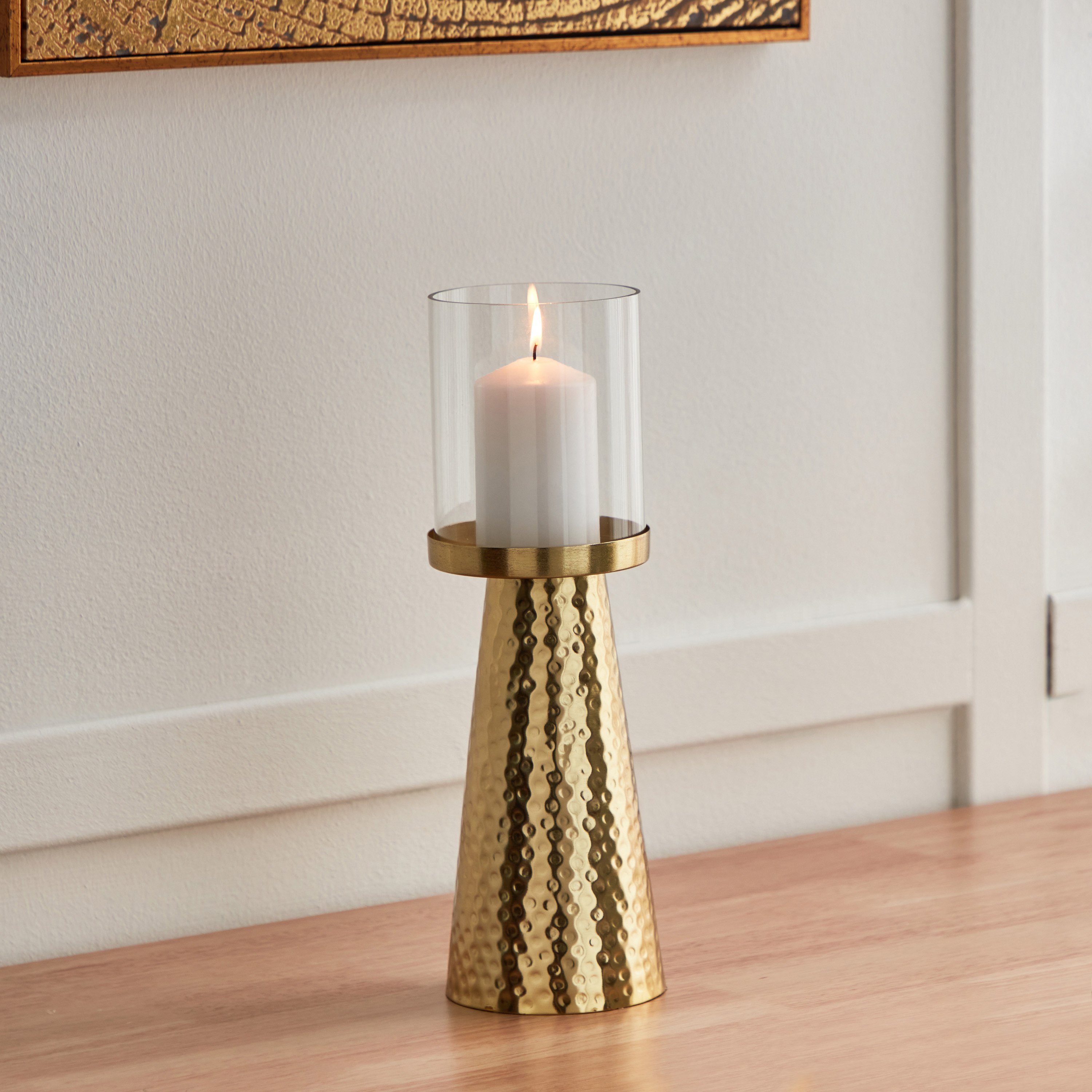حامل شموع عمودي رفيع معدن من أريستو - 10.5x10.5x33 سم-hbxlivingroom-decorandaccessories-candleholders-image-1