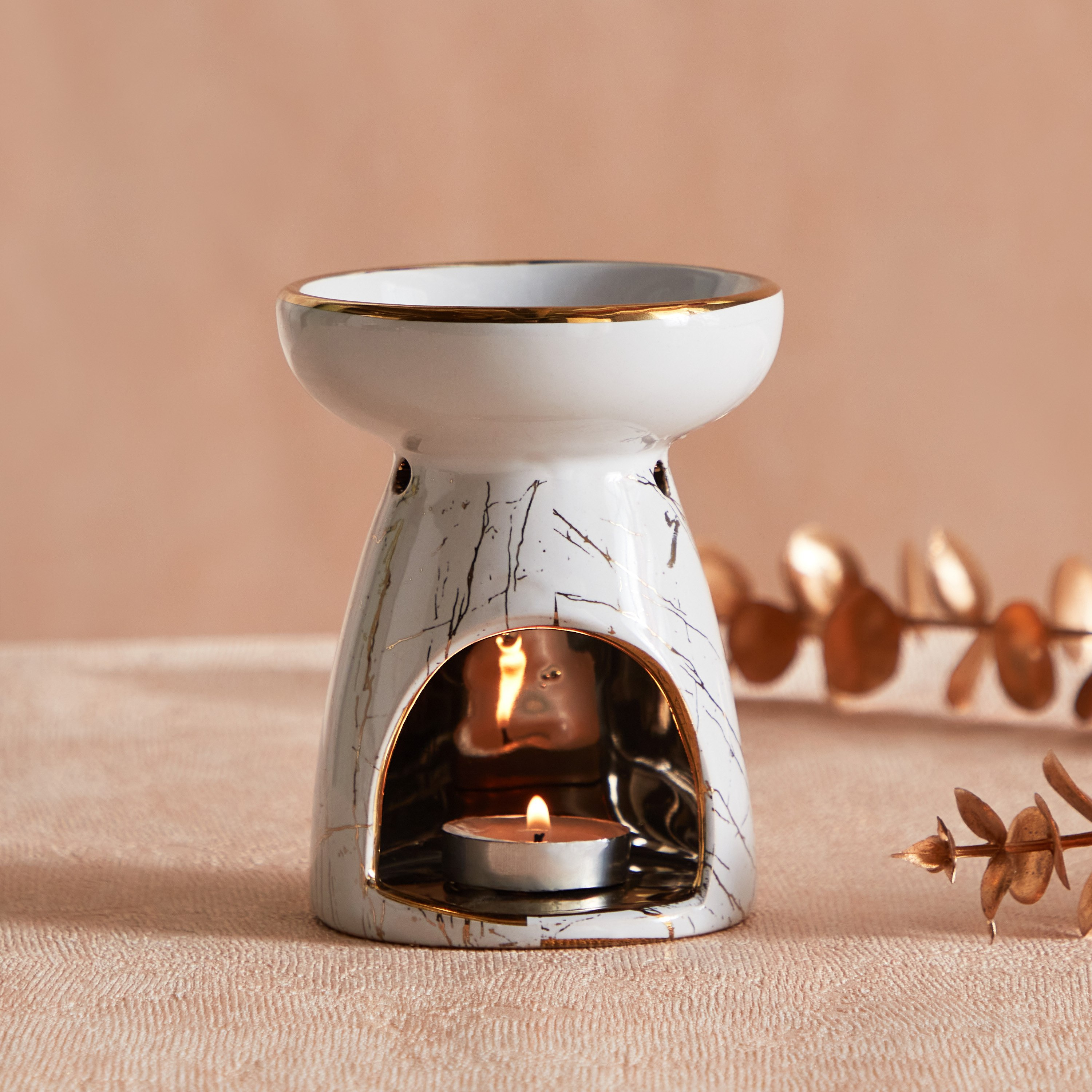 Zest Marbling Ceramic Oil Burner - 9x9x12 cm-PROMO_HB_AE_B2G2_011025-image-1