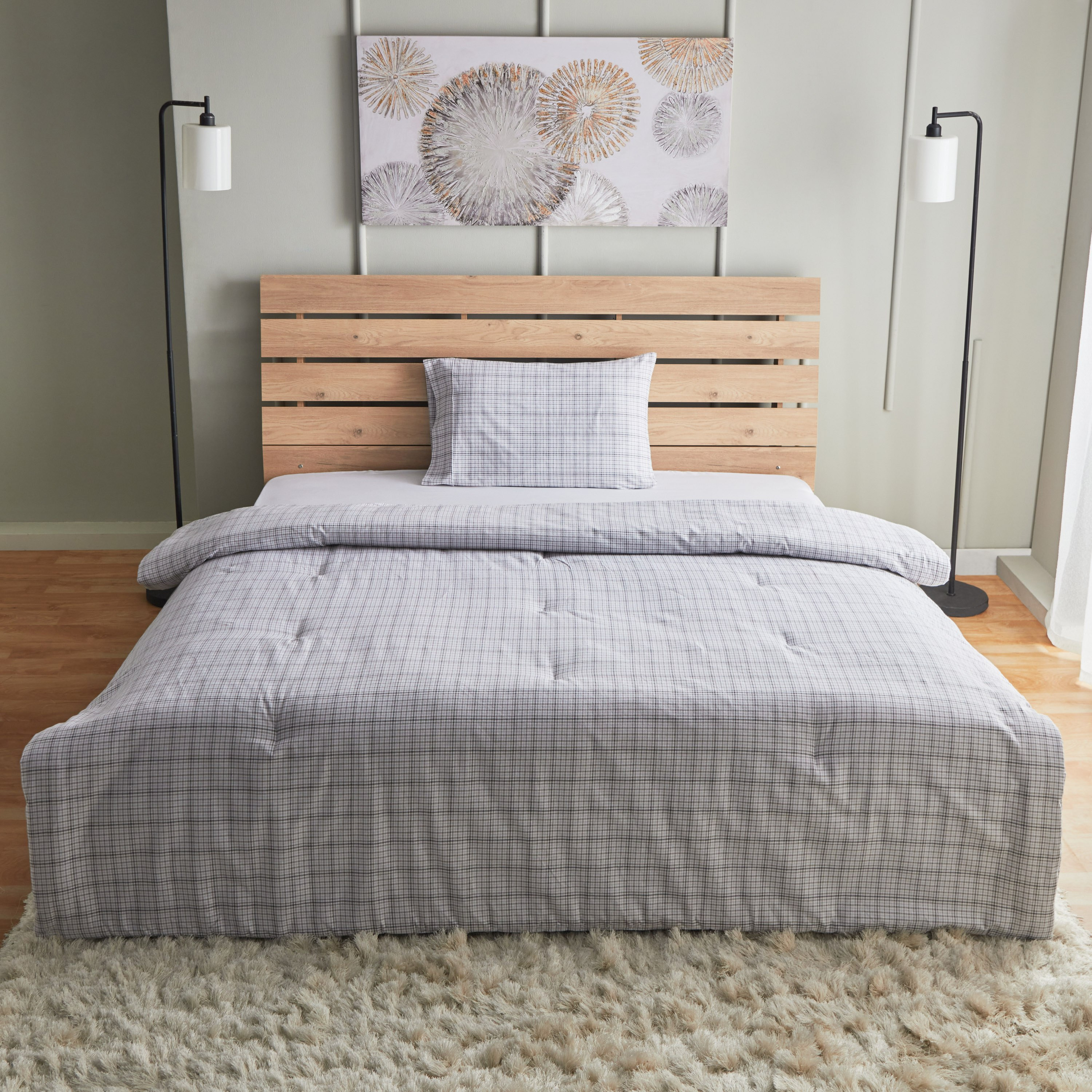 Snug Harbor Check 2-Piece Cotton Flannel Twin Comforter Set - 150x220 cm-hbxhomeware-hbxdecorandfurnishings-image-2