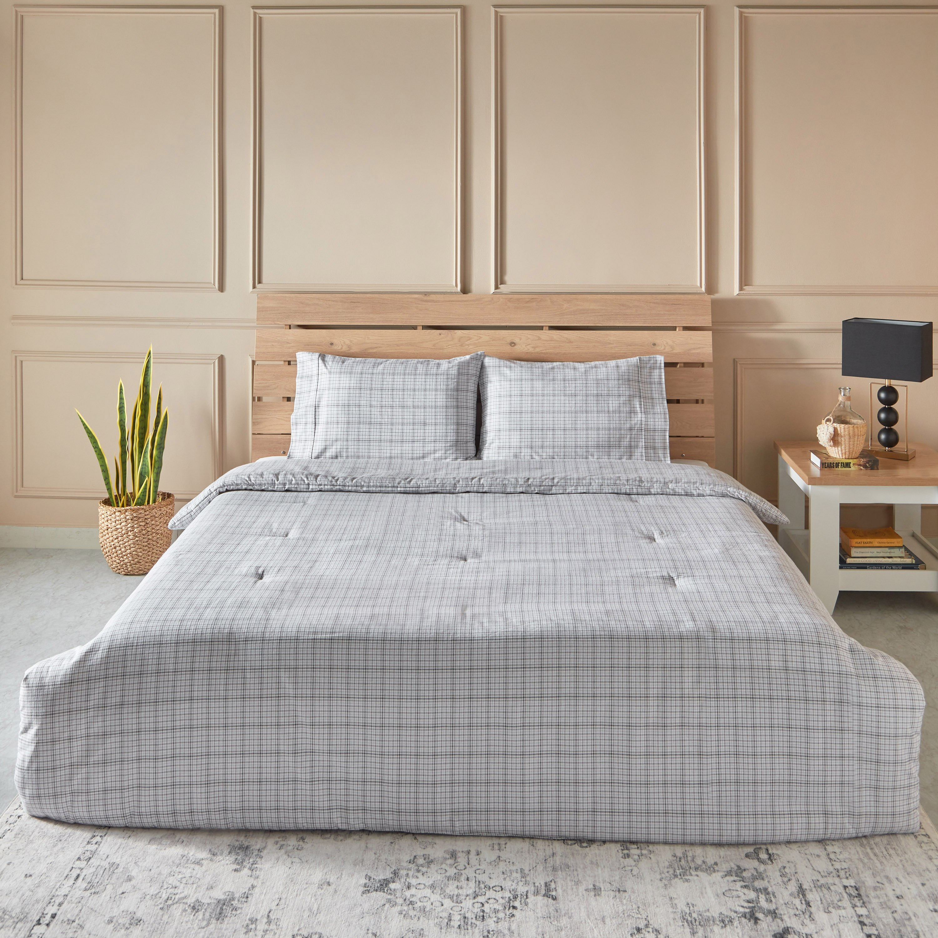 طقم لحاف كينج فلانيل قطن 3 قطع كاروهات من سناج هاربور - 220x235 سم-hbxhomeware-hbxdecorandfurnishings-image-2
