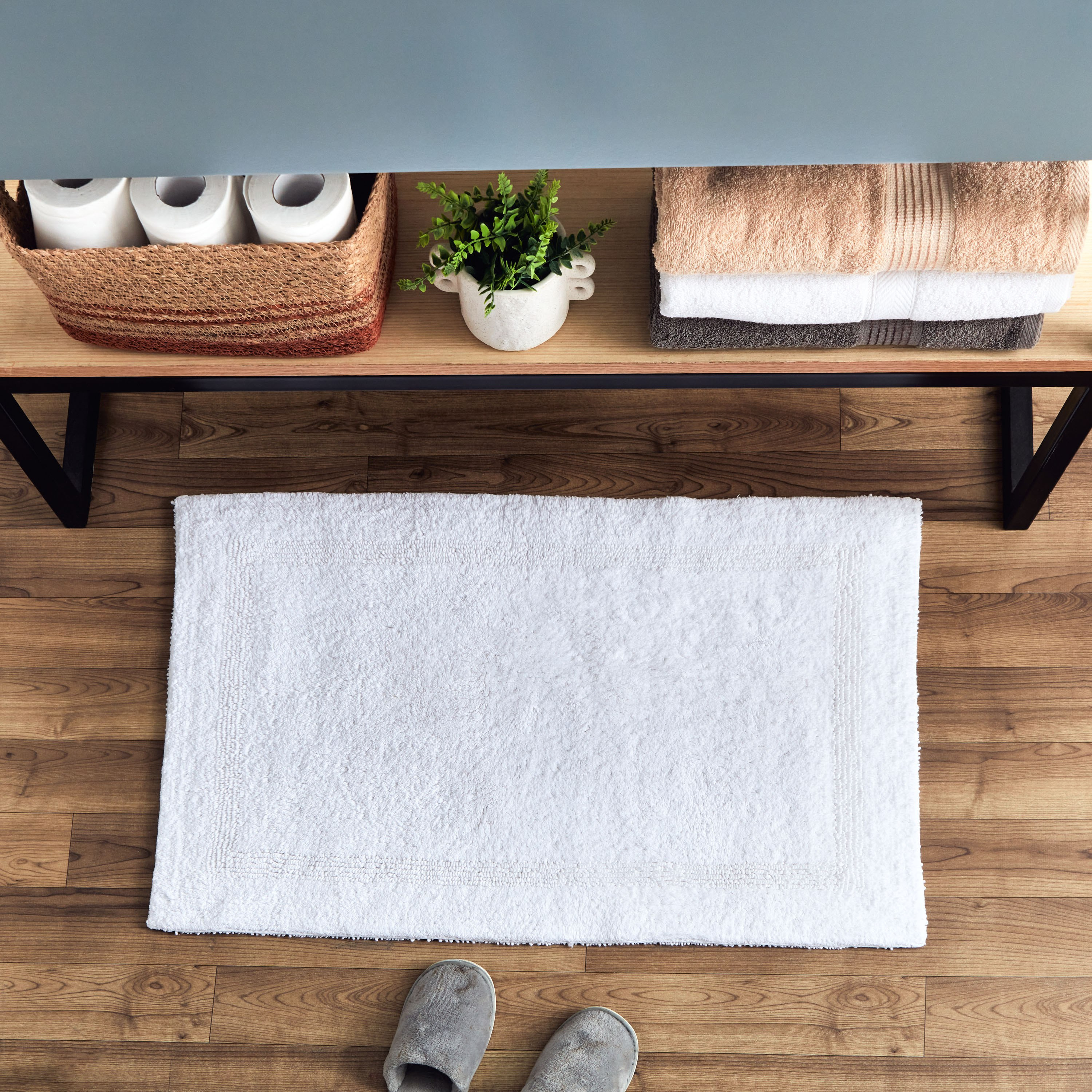 Grande Luxy Bliss Reversible BCI Cotton Bath Mat - 60x90 cm-hbxbedroom-floorcoverings-bathmats-image-1
