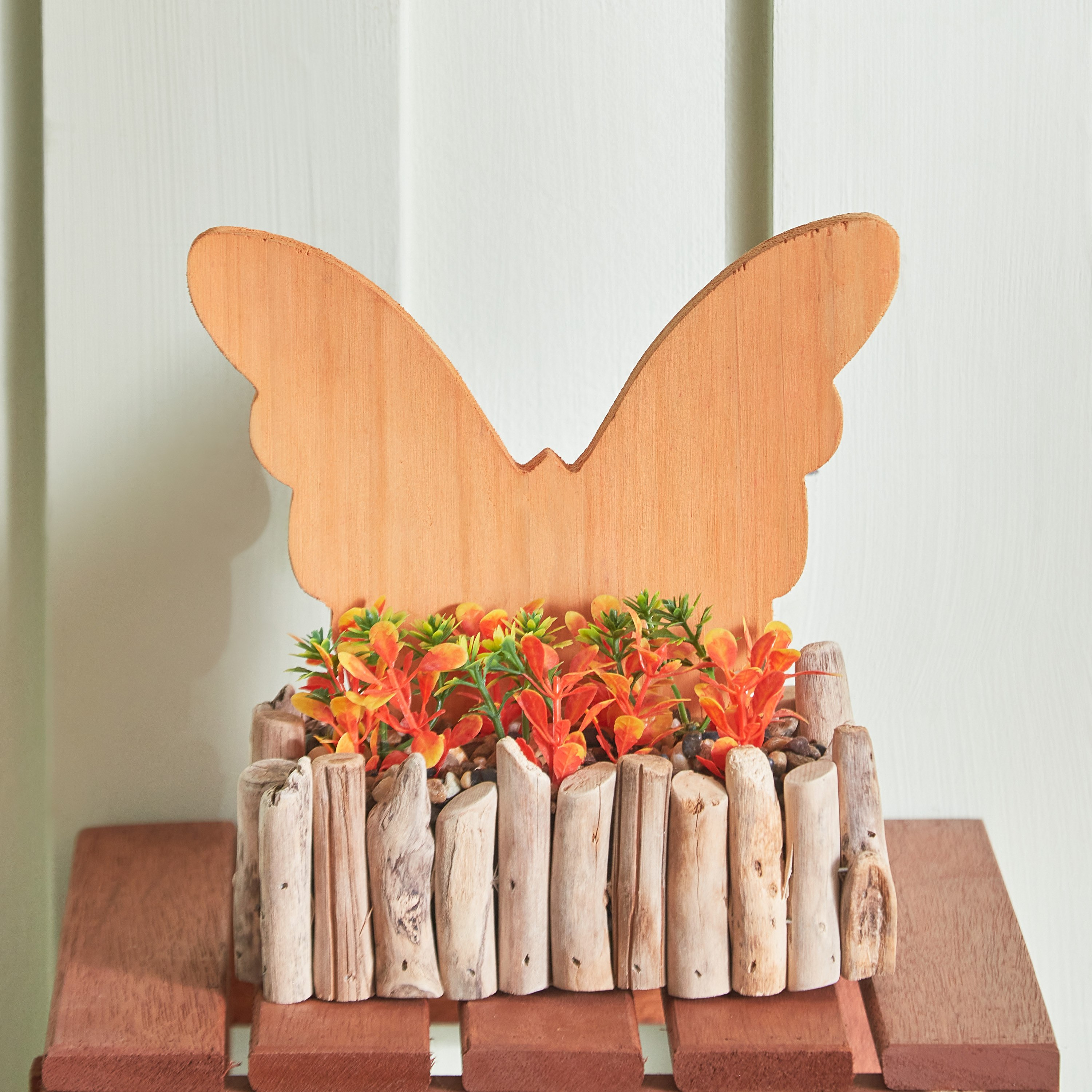 Trent Wooden Butterfly Flower Arrangement - 18.5x8.5x18.5 cm-hbxdecorandfurnishings-homeaccessories-artificialflowersandplants-image-2