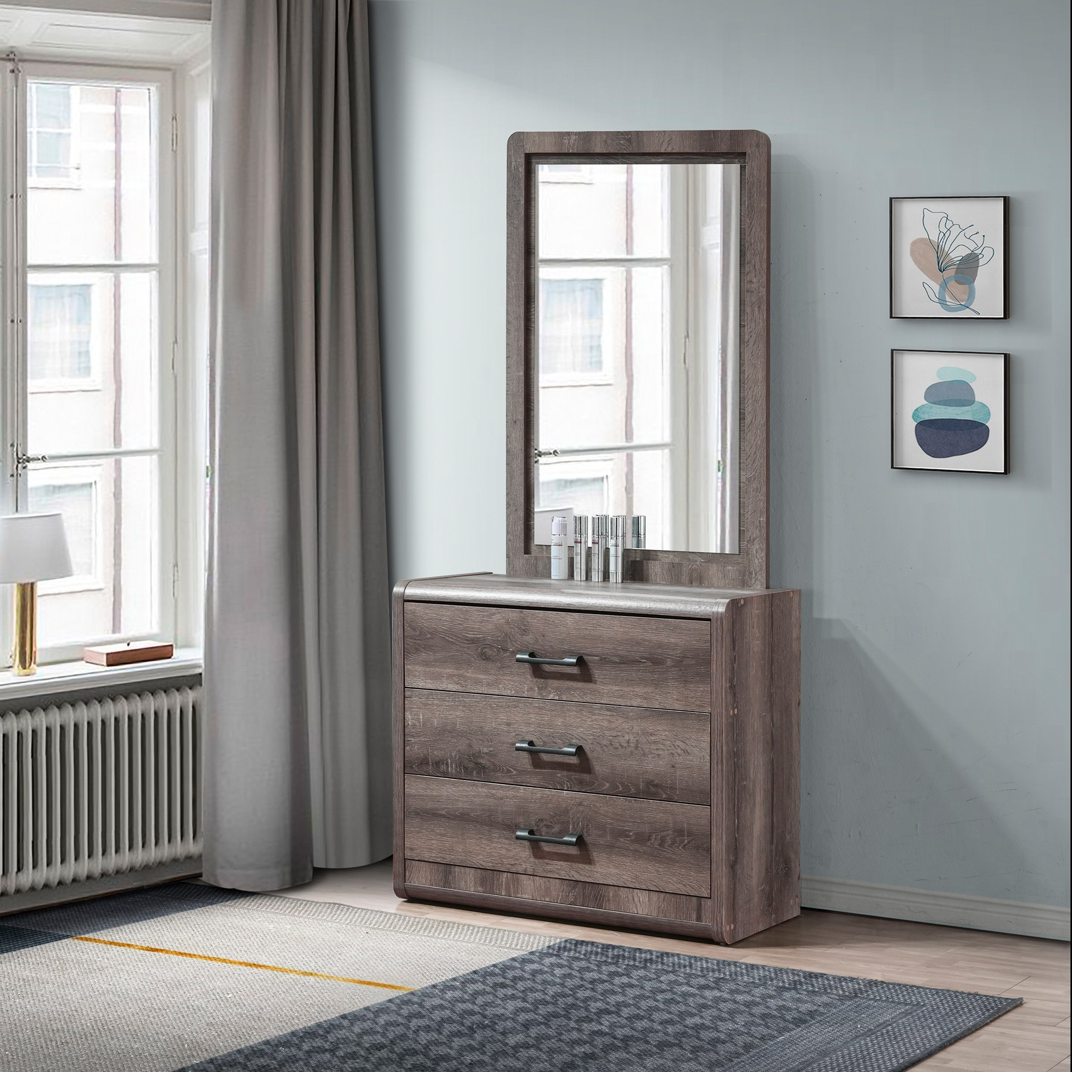 Movo Globus 3-Drawer Young Dresser with Mirror
