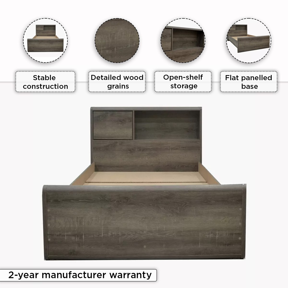 Movo Globus Twin Bed with Headboard Storage - 120x200 cm-hbxfurniture-kidsroom-kidsroomsets-twin-image-5