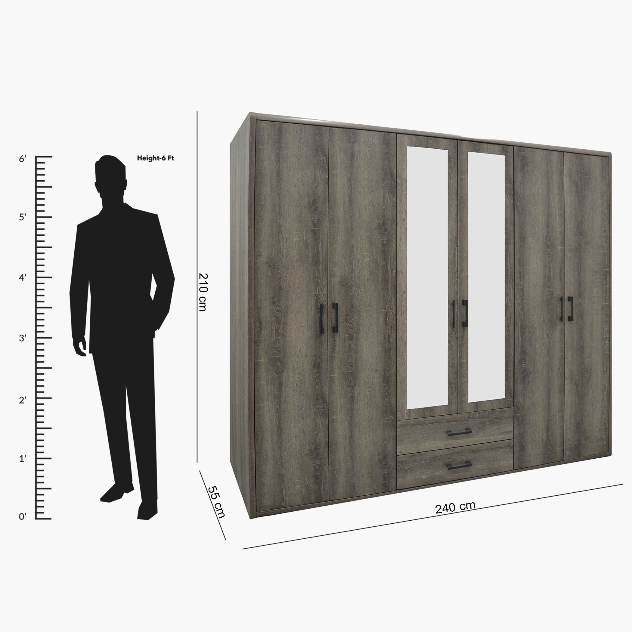 خزانة ملابس 6 أبواب مع درجين و2 مرآة - جلوبس نيو من موڤو-hbxfurniture-wardrobes-image-10