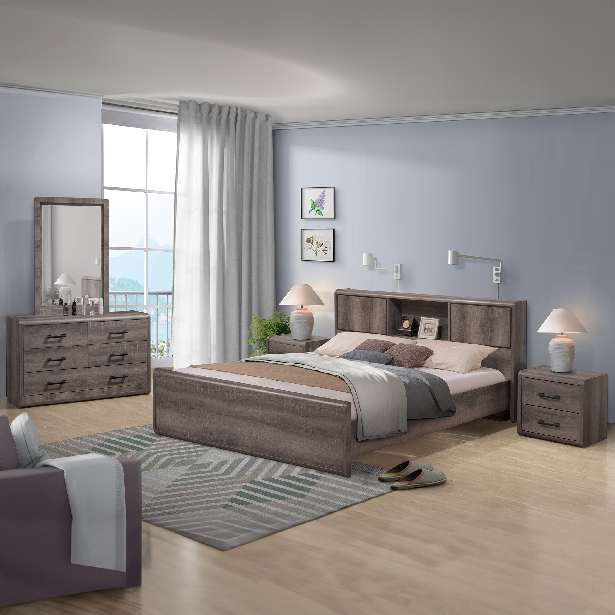 خزانة ملابس 6 أبواب مع درجين و2 مرآة - جلوبس نيو من موڤو-hbxfurniture-wardrobes-image-8