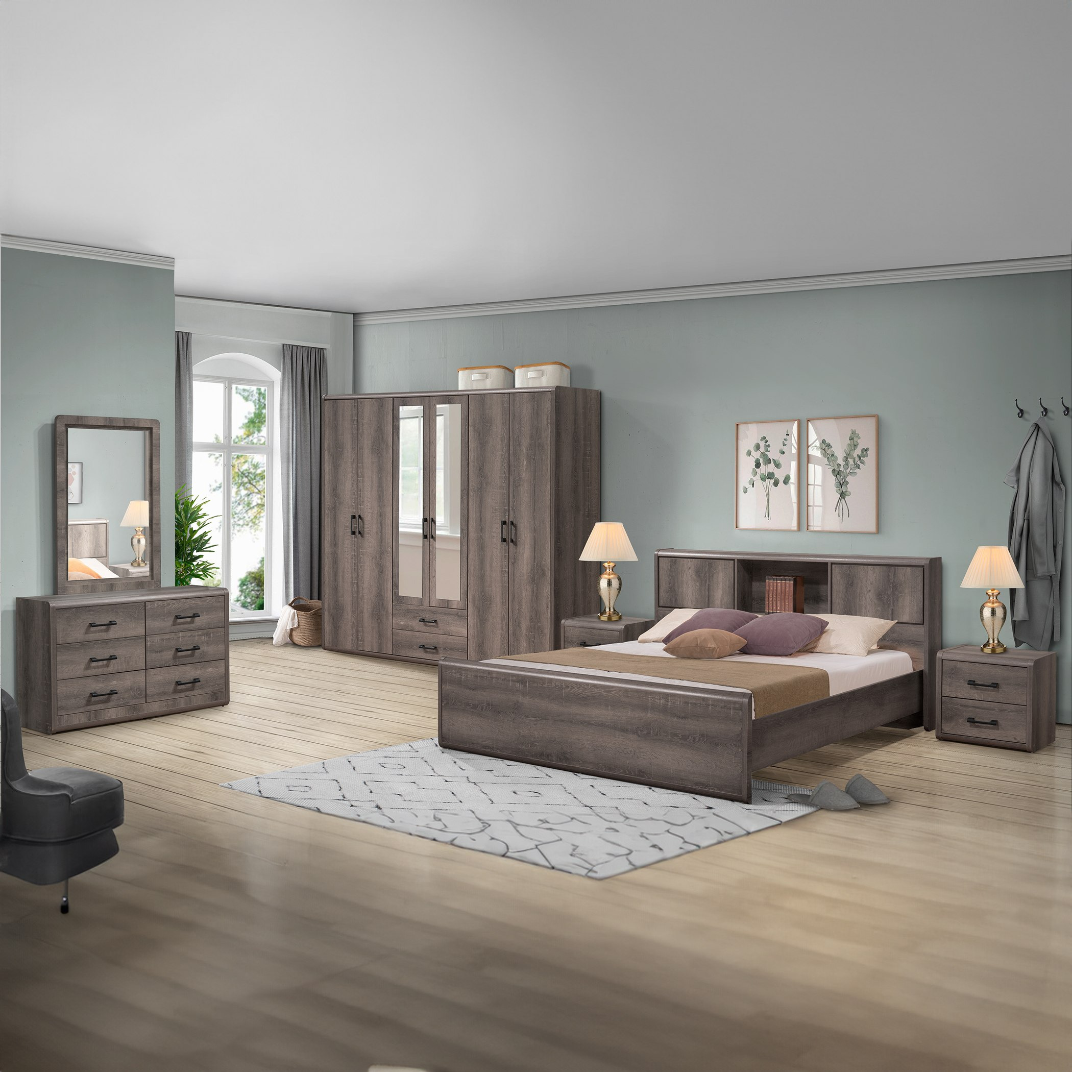 خزانة ملابس 6 أبواب مع درجين و2 مرآة - جلوبس نيو من موڤو-hbxfurniture-wardrobes-image-9