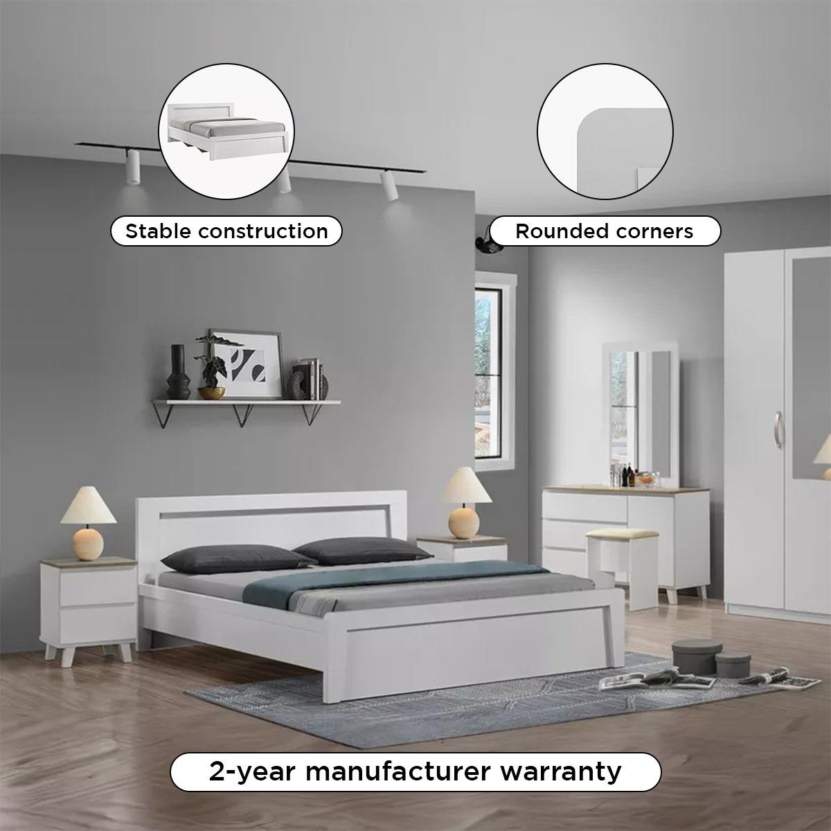 Movo Kulltorp Plus 6-Piece Queen Bedroom Set - 160x200 cm-hbxfurniture-bedsandbedsets-bedroomsets-queen-image-4